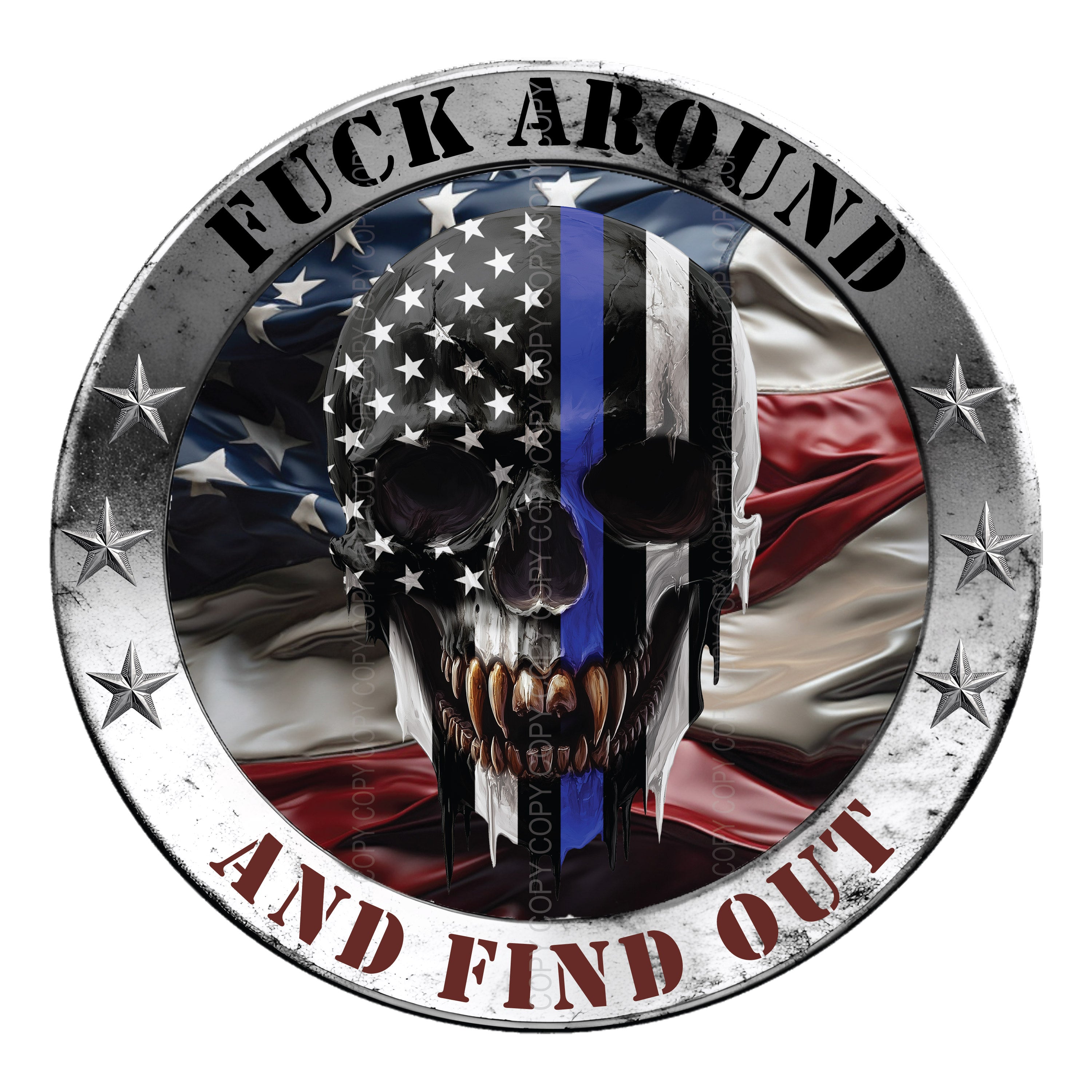 FAFO Skull Stickers - Fuck Around and Find Out Decals / Blue Line