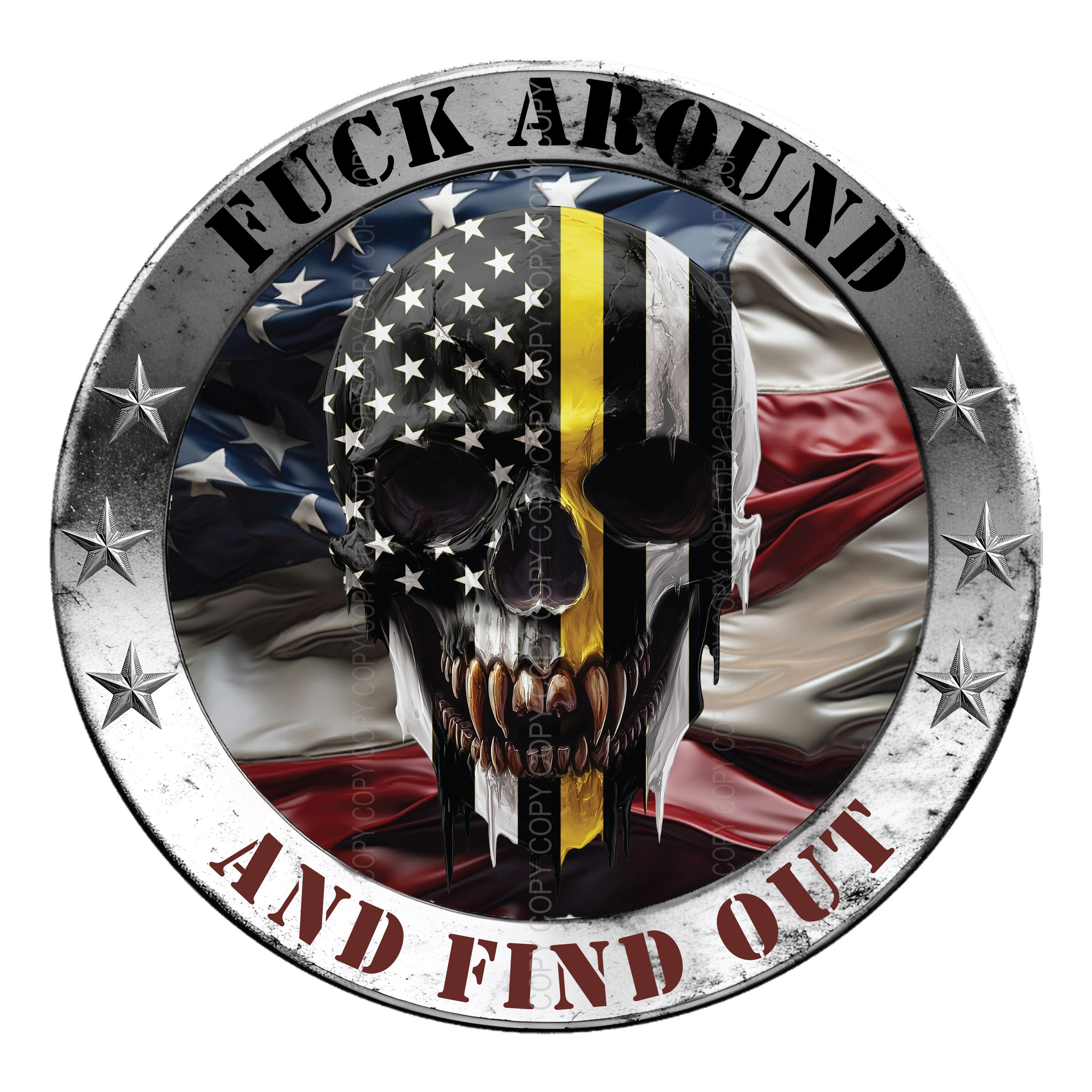 FAFO Skull Stickers - Fuck Around and Find Out Decals / Yellow Line