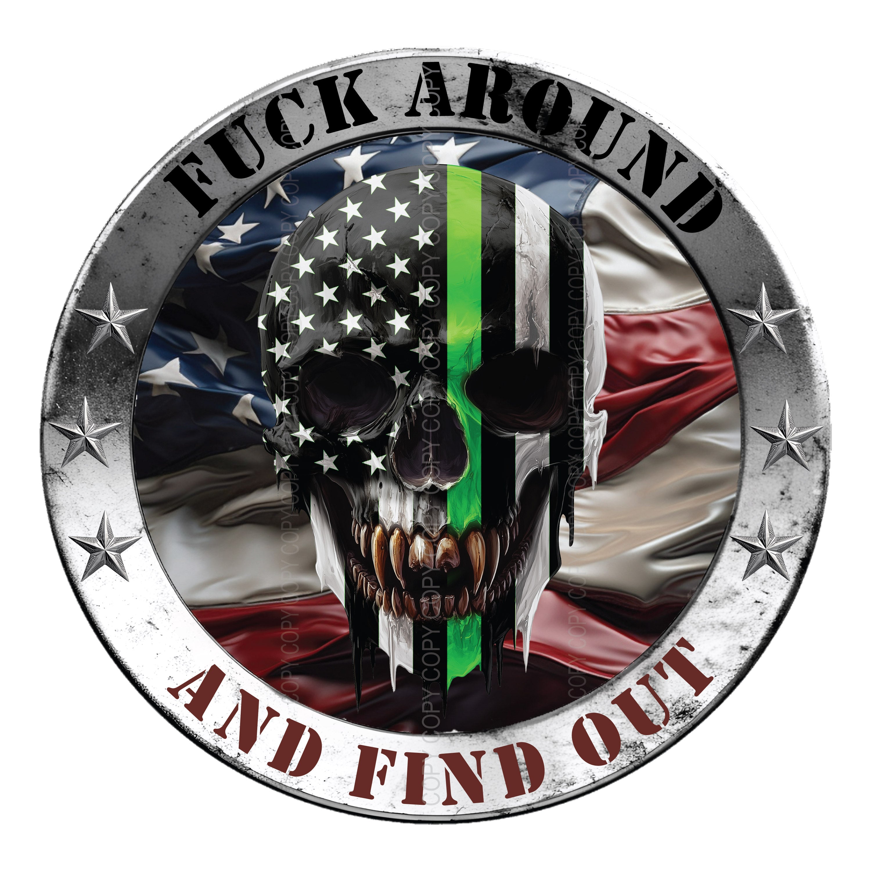 FAFO Skull Stickers - Fuck Around and Find Out Decals / Green Line