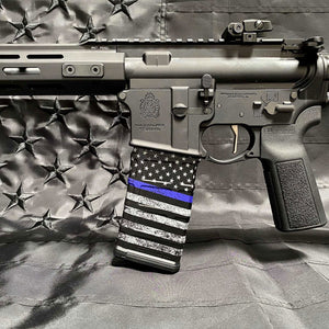 AR-15/M4 Mag Skin - Premium Vinyl Mag Wrap - Blue Line - WrapMyGun Gun Skins & AR-15 M4 Mag Skins