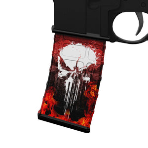 AR-15/M4 Mag Skin - Premium Vinyl Mag Wrap - Fire Skull/White - WrapMyGun Gun Skins & AR-15 M4 Mag Skins