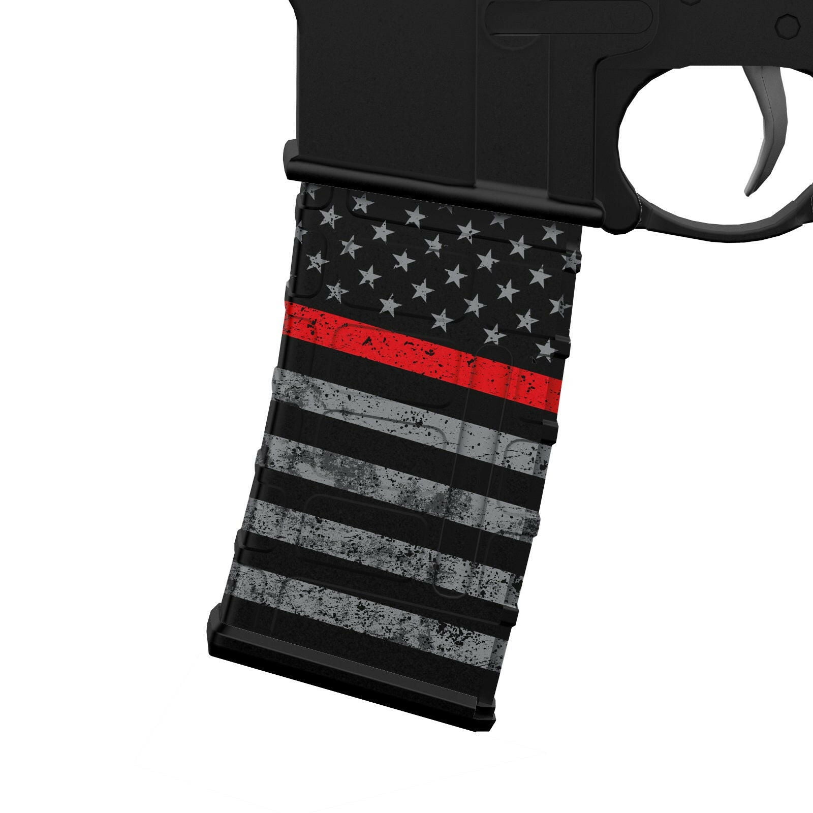 AR-15/M4 Mag Skin - Premium Vinyl Mag Wrap - Red Line - WrapMyGun Gun Skins & AR-15 M4 Mag Skins
