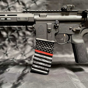 AR-15/M4 Mag Skin - Premium Vinyl Mag Wrap - Red Line - WrapMyGun Gun Skins & AR-15 M4 Mag Skins