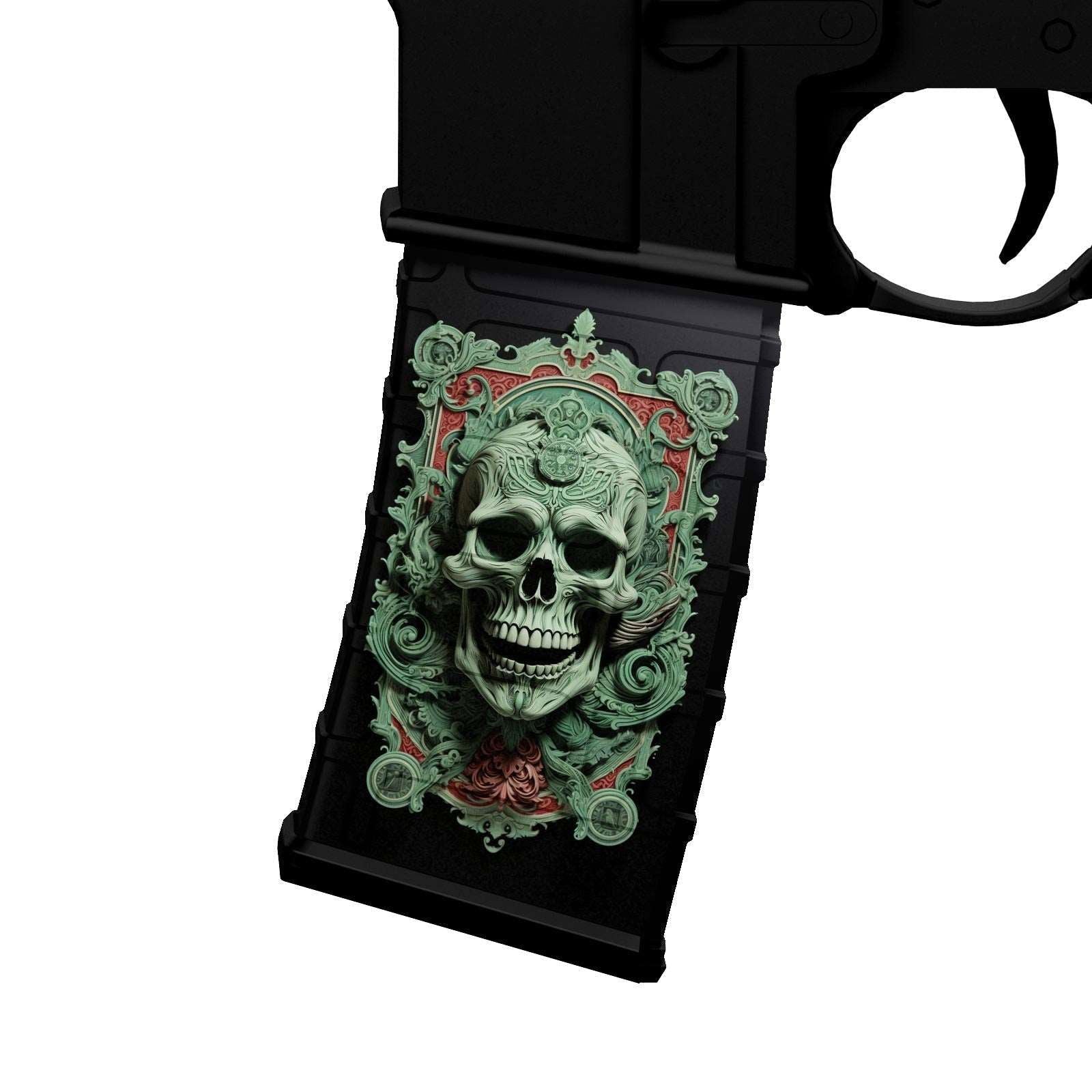 AR-15 M4 M16 Mag Skin - Green Skull - WrapMyGun Gun Skins & AR-15 M4 Mag Skins