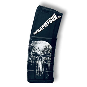 AR-15 M4 M16 Mag Skin - Metal Skull - WrapMyGun Gun Skins & AR-15 M4 Mag Skins
