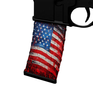 AR-15 M4 Mag Skin - Bloody USA Flag - WrapMyGun Gun Skins & AR-15 M4 Mag Skins