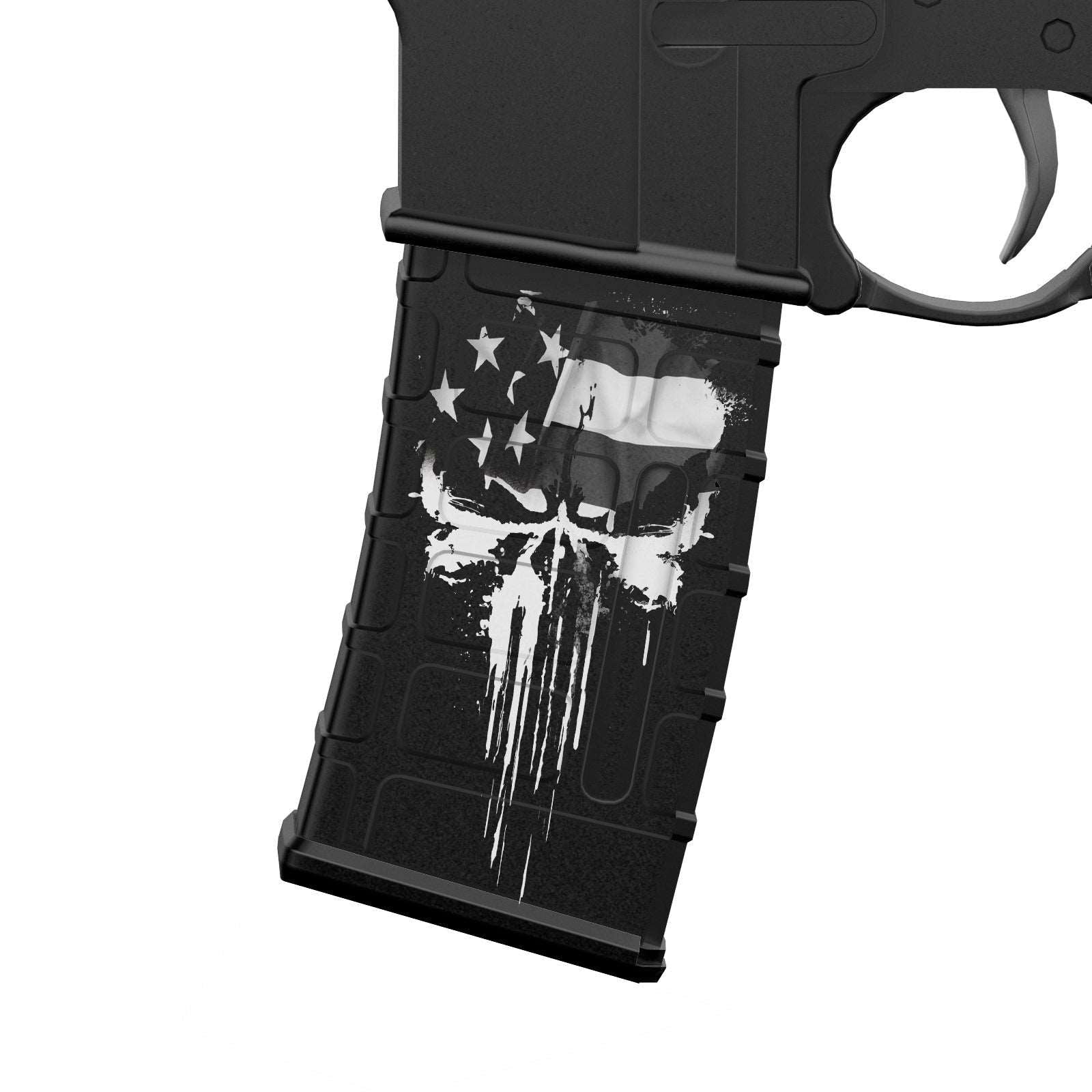 AR-15 Mag Skin - Premium Vinyl Mag Wrap - US Skull - WrapMyGun Gun Skins & AR-15 M4 Mag Skins