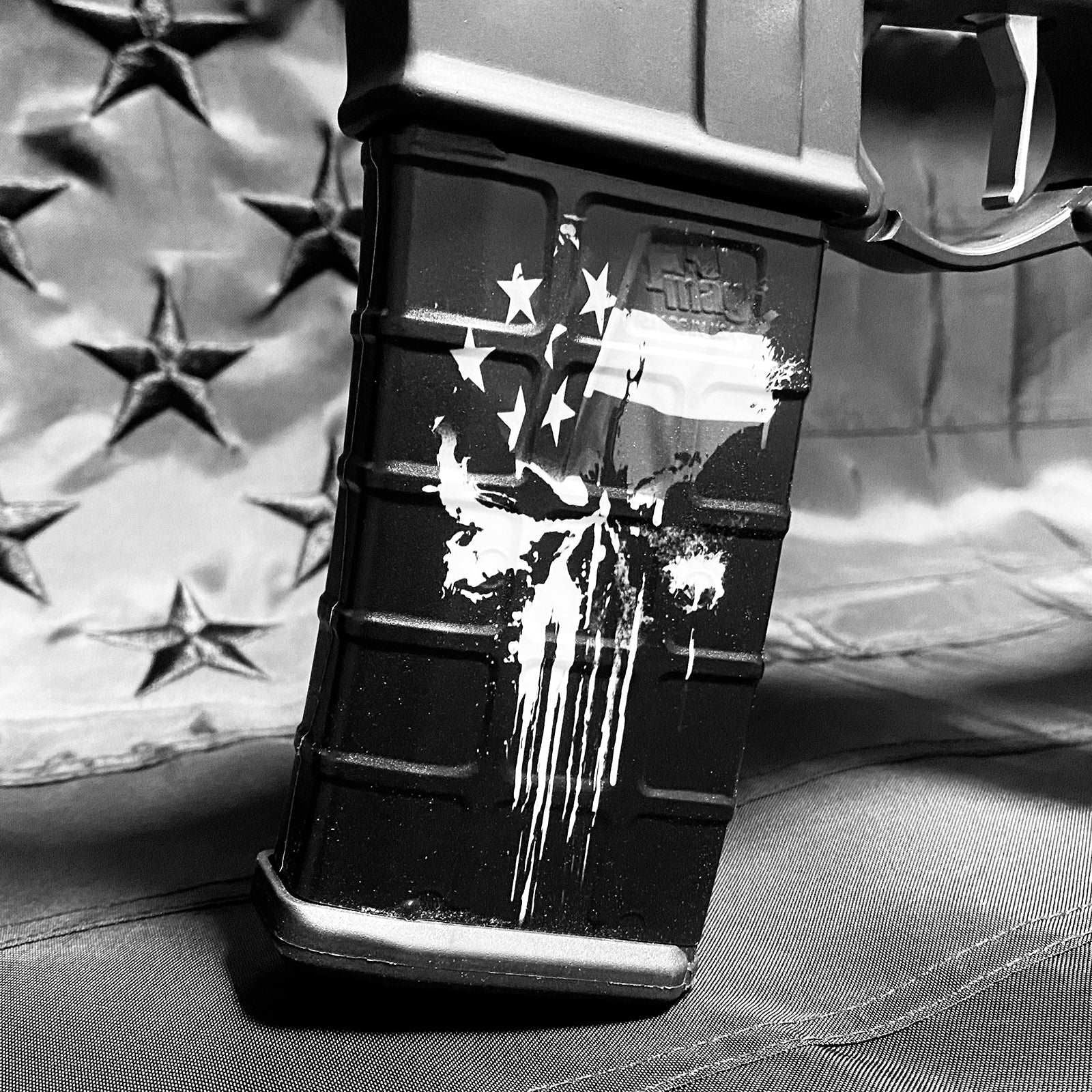 AR-15 Mag Skin - Premium Vinyl Mag Wrap - US Skull - WrapMyGun Gun Skins & AR-15 M4 Mag Skins