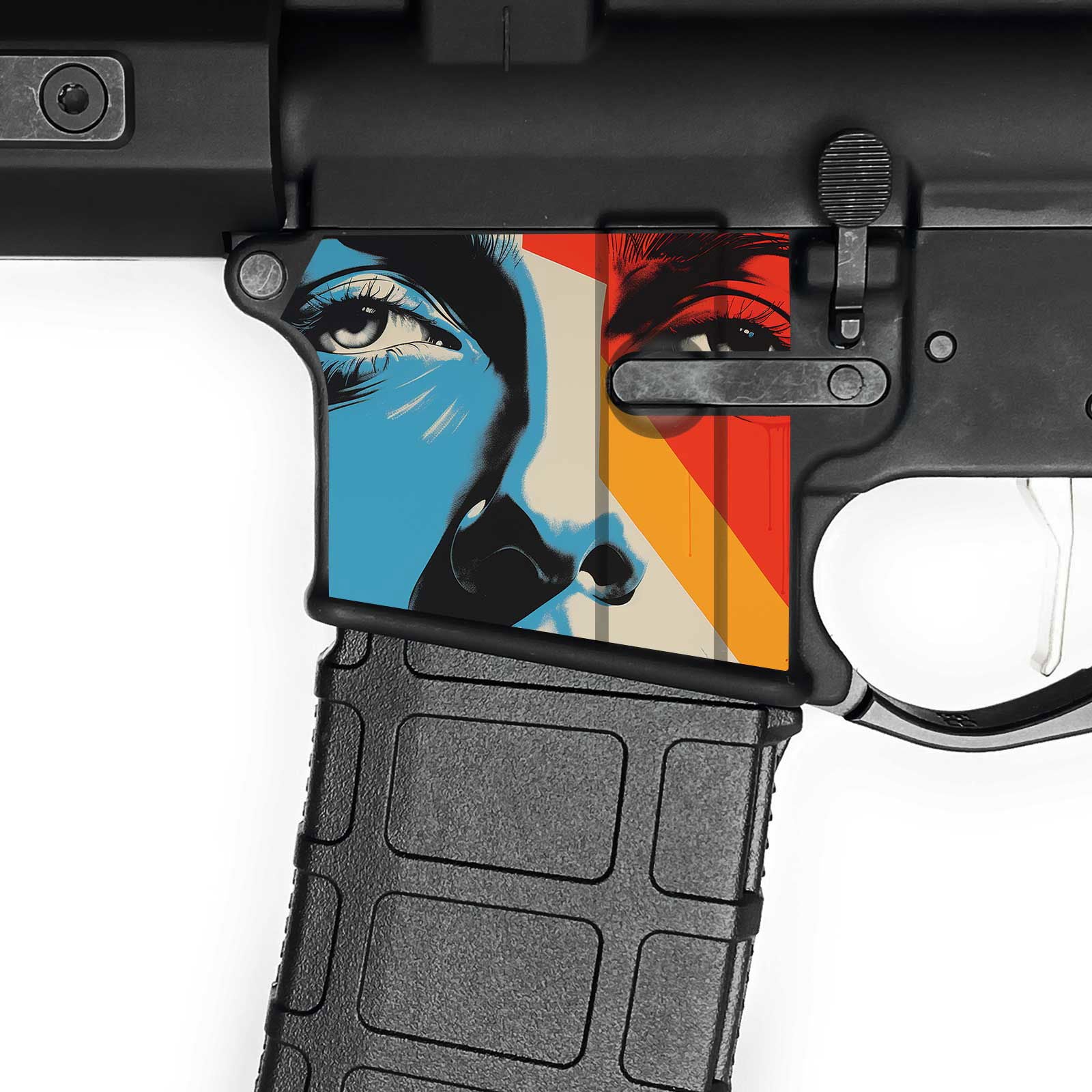 AR-15 Magwell Skin - Face - WrapMyGun Gun Skins & AR-15 M4 Mag Skins