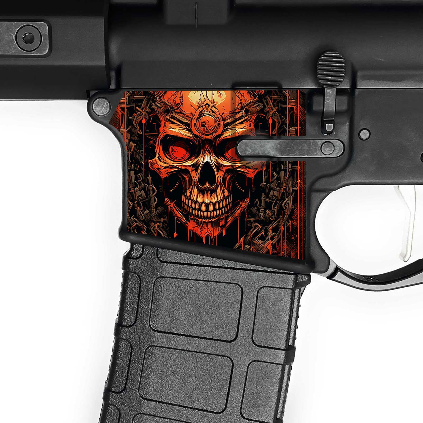 AR15 Magwell Skin - Skull - WrapMyGun Gun Skins & AR-15 M4 Mag Skins