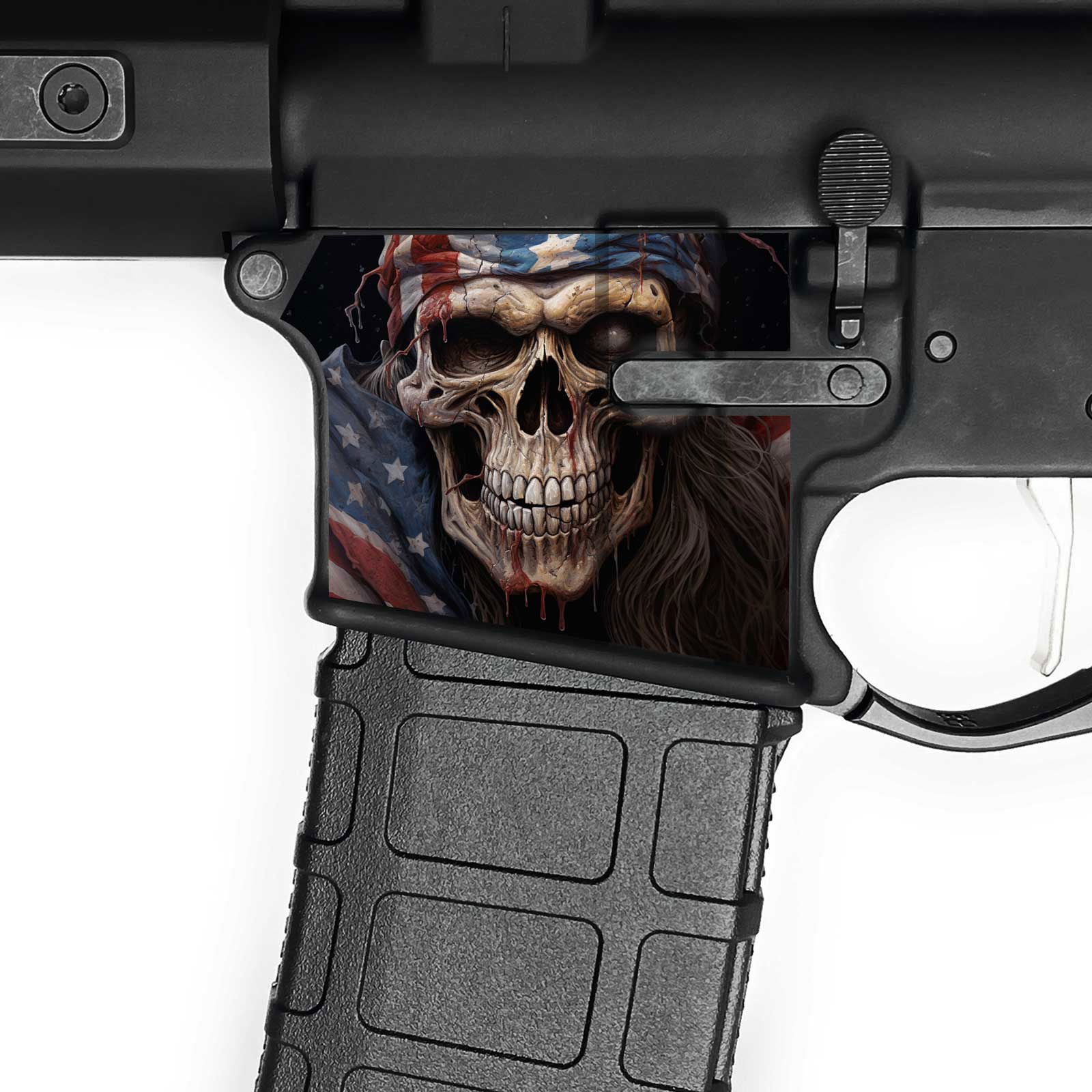 AR15 Magwell Skin - Skull - WrapMyGun Gun Skins & AR-15 M4 Mag Skins
