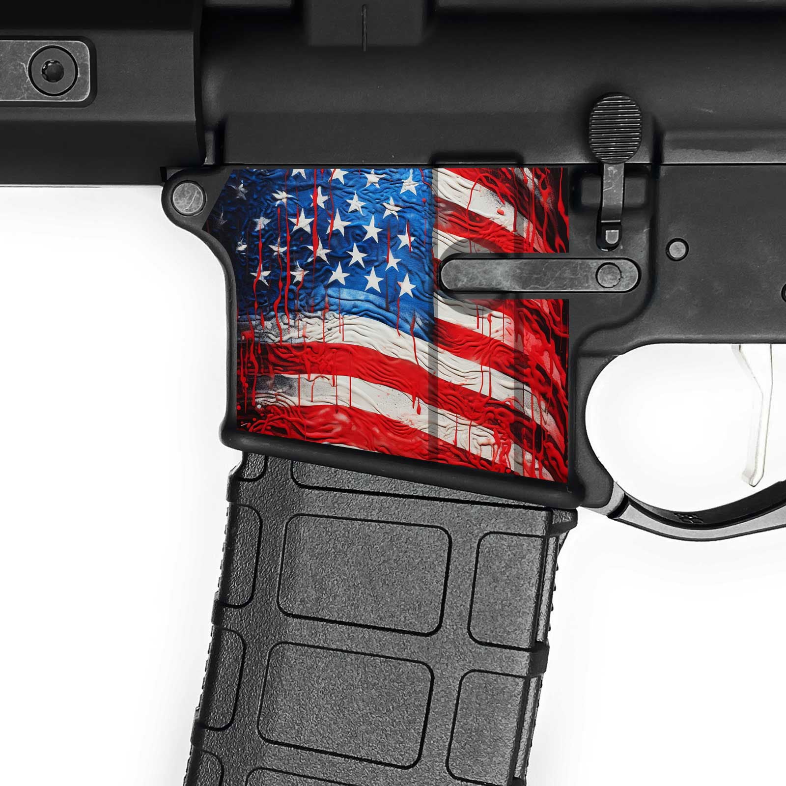 AR15 Magwell Skin - USA Flag - WrapMyGun Gun Skins & AR-15 M4 Mag Skins