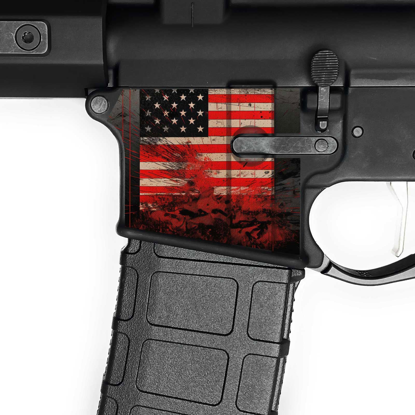 AR15 Magwell Skin - USA Flag - WrapMyGun Gun Skins & AR-15 M4 Mag Skins