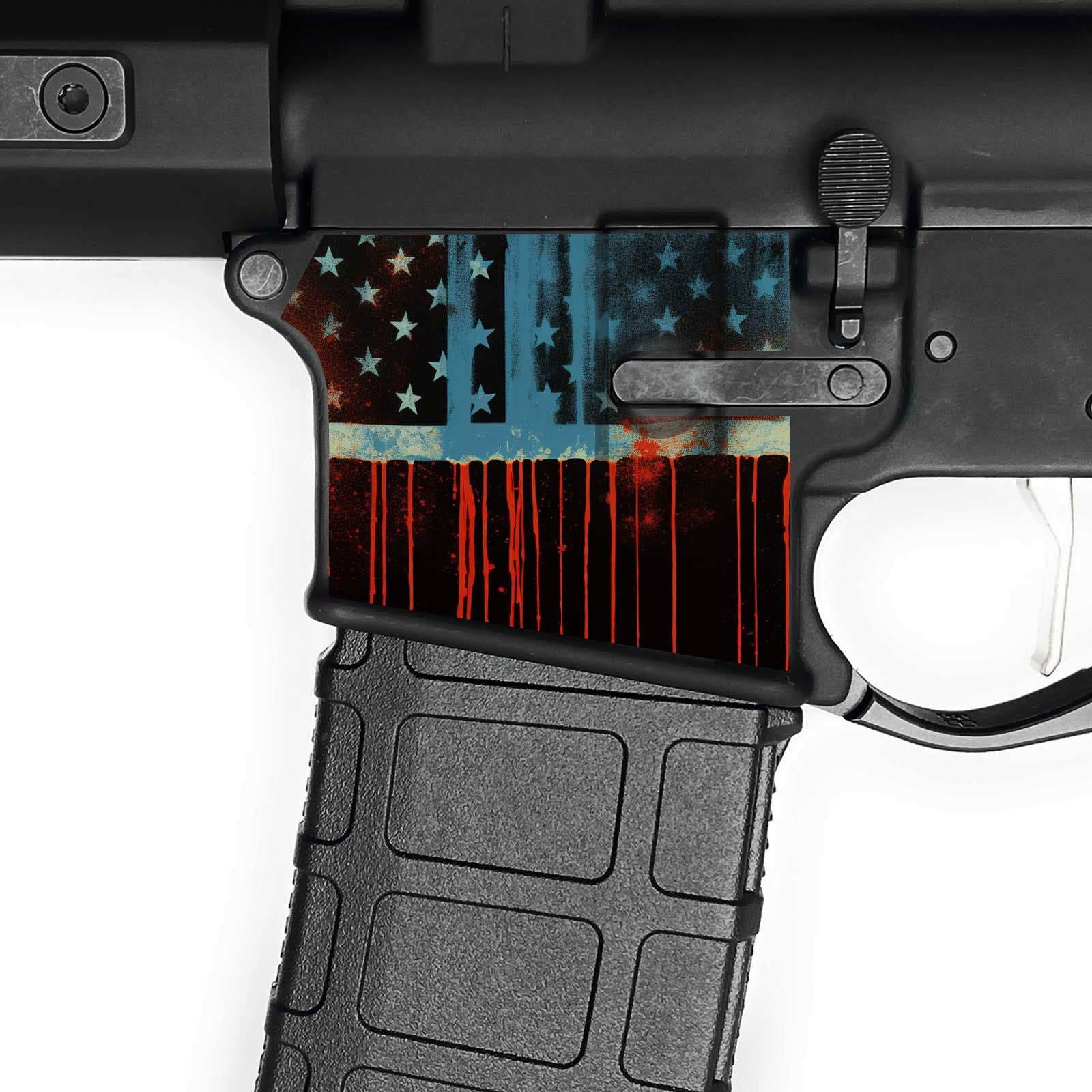AR15 Magwell Skin - USA Flag - WrapMyGun Gun Skins & AR-15 M4 Mag Skins