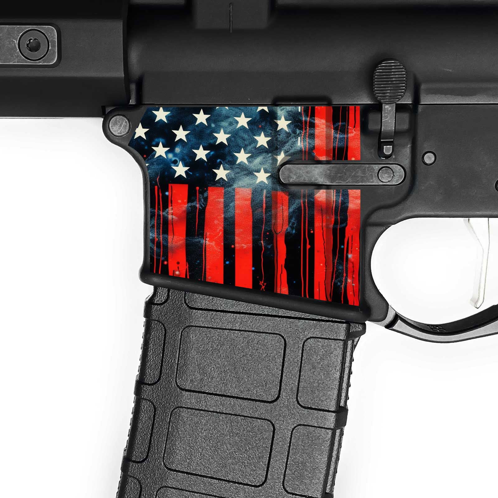 AR15 Magwell Skin - USA Flag - WrapMyGun Gun Skins & AR-15 M4 Mag Skins
