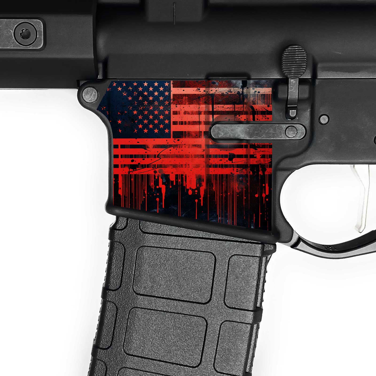 AR15 Magwell Skin - USA Flag - WrapMyGun Gun Skins & AR-15 M4 Mag Skins