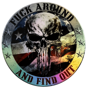 FAFO Skull Decal Holographic - Fuck Around and Find Out Color Decal - WrapMyGun Gun Skins & AR-15 M4 Mag Skins