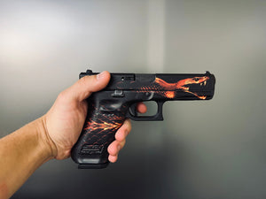 Gun Skin Premium Vinyl Pistol Wrap - Burning Red Snake - WrapMyGun Gun Skins & AR-15 M4 Mag Skins
