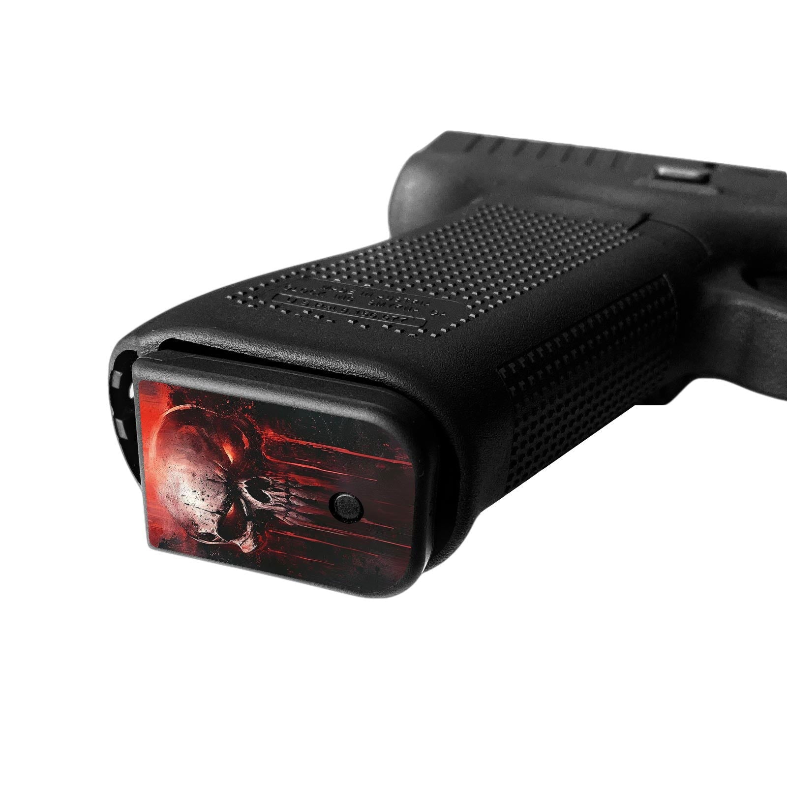 Pistol Mag Base Plates Vinyl Decals - Skull - WrapMyGun Gun Skins & AR-15 M4 Mag Skins