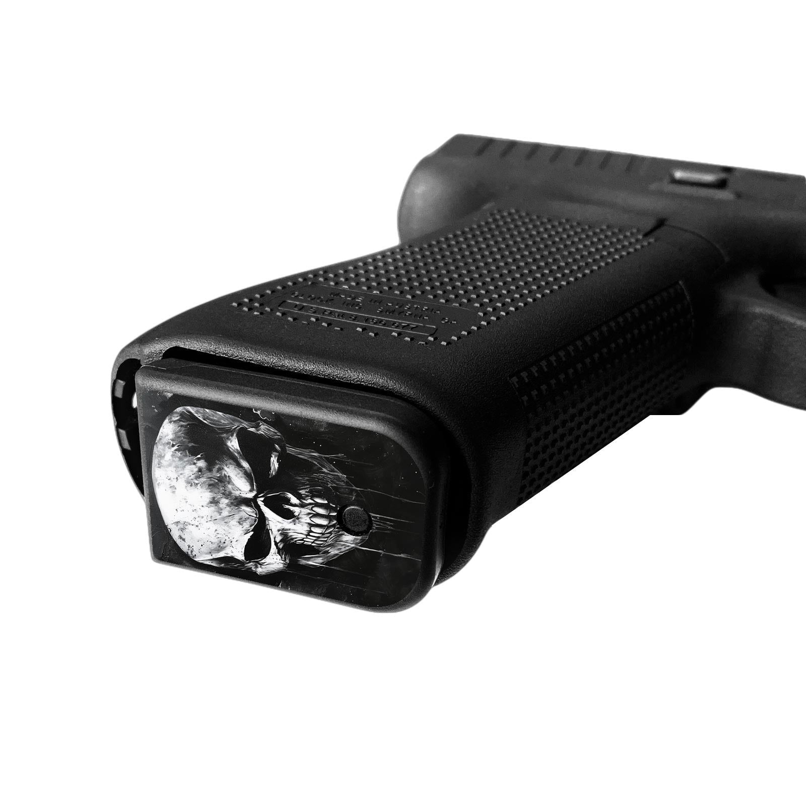 Pistol Mag Base Plates Vinyl Decals - Skull - WrapMyGun Gun Skins & AR-15 M4 Mag Skins