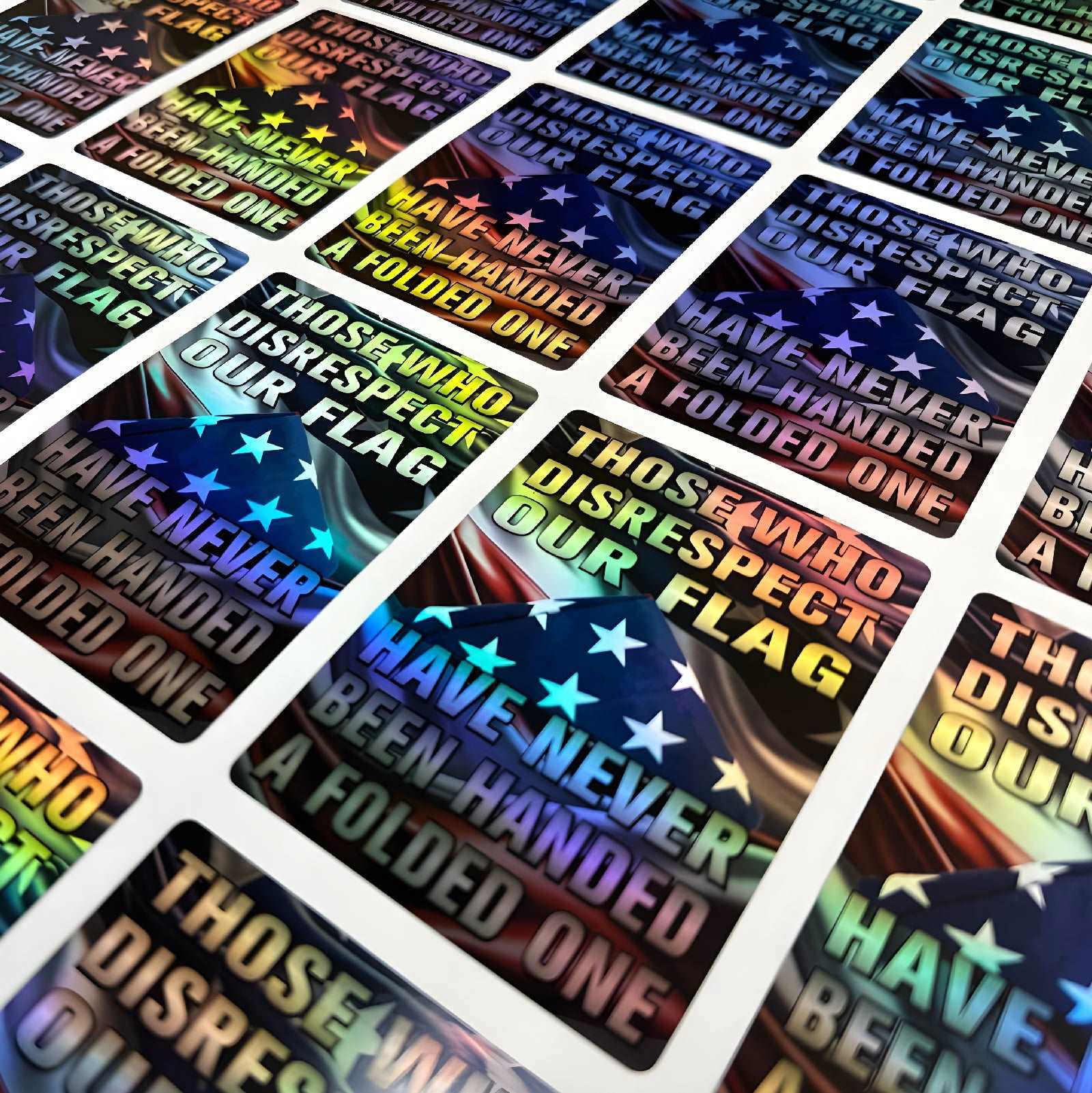 Those Who Disrespect Our Flag Have Never Been Handed A Folded One Holographic Decal - WrapMyGun Gun Skins & AR-15 M4 Mag Skins