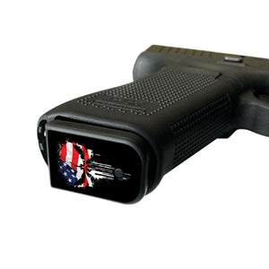 Vinyl Decals for Pistol Mag Base Plates -Skull USA - WrapMyGun Gun Skins & AR-15 M4 Mag Skins