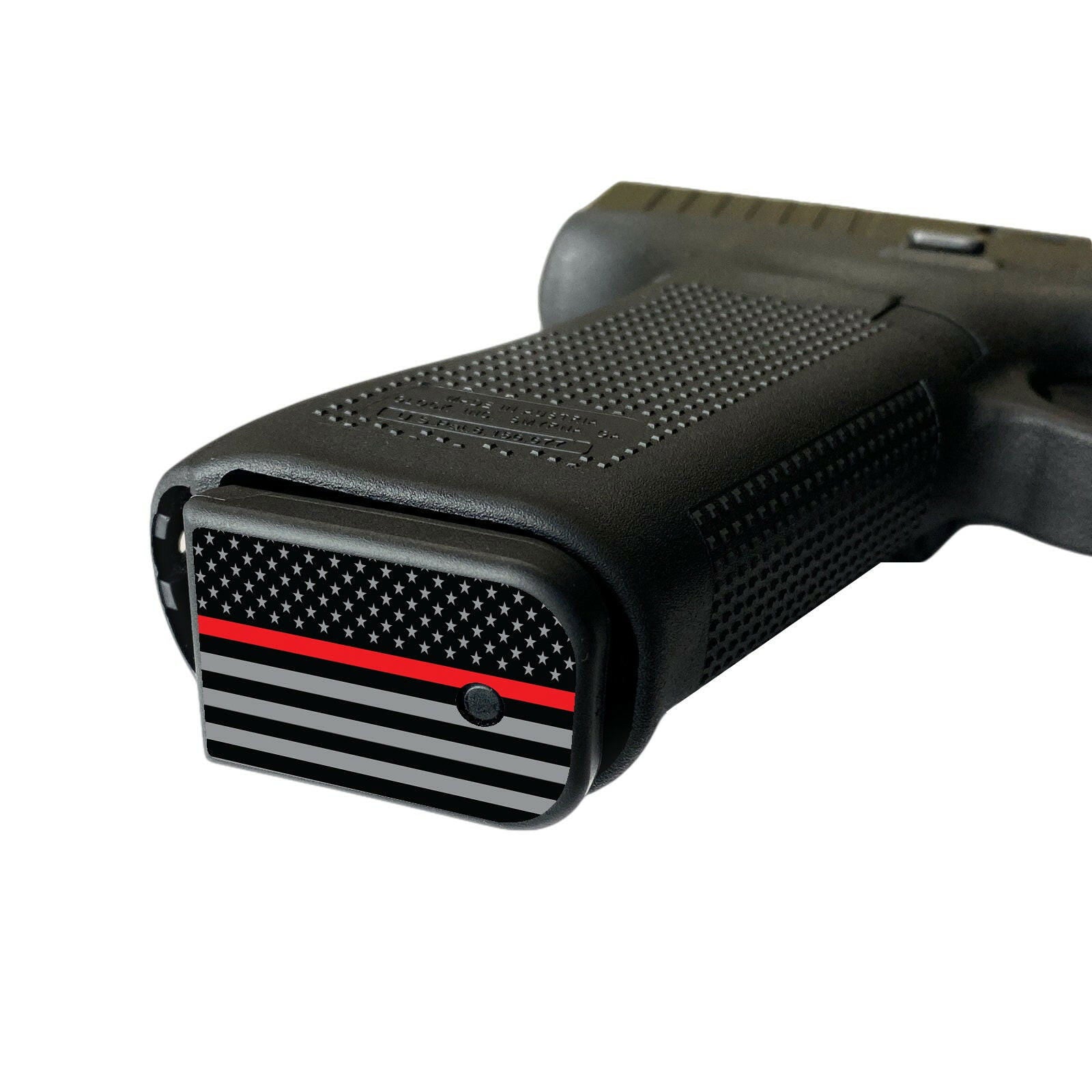 Vinyl Decals for Pistol Mag Base Plates - Red Line - WrapMyGun Gun Skins & AR-15 M4 Mag Skins