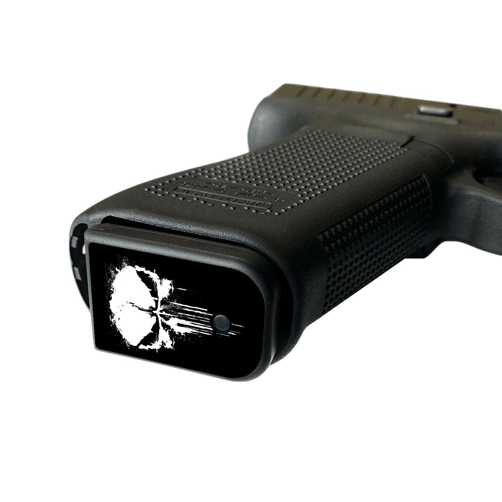 Vinyl Decals for Pistol Mag Base Plates - Skull - WrapMyGun Gun Skins & AR-15 M4 Mag Skins