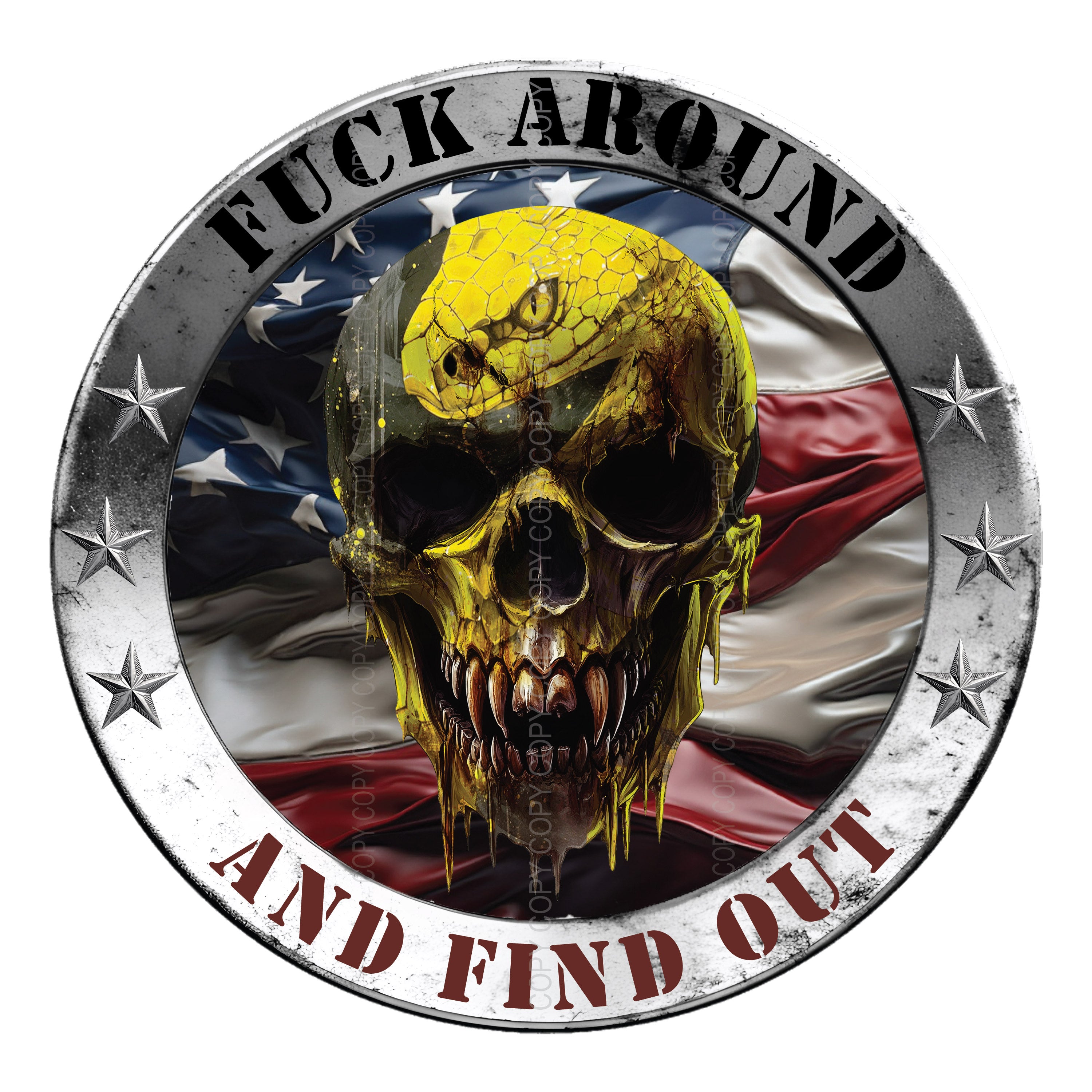 FAFO Skull Stickers - Fuck Around and Find Out Decals / Yellow Snake