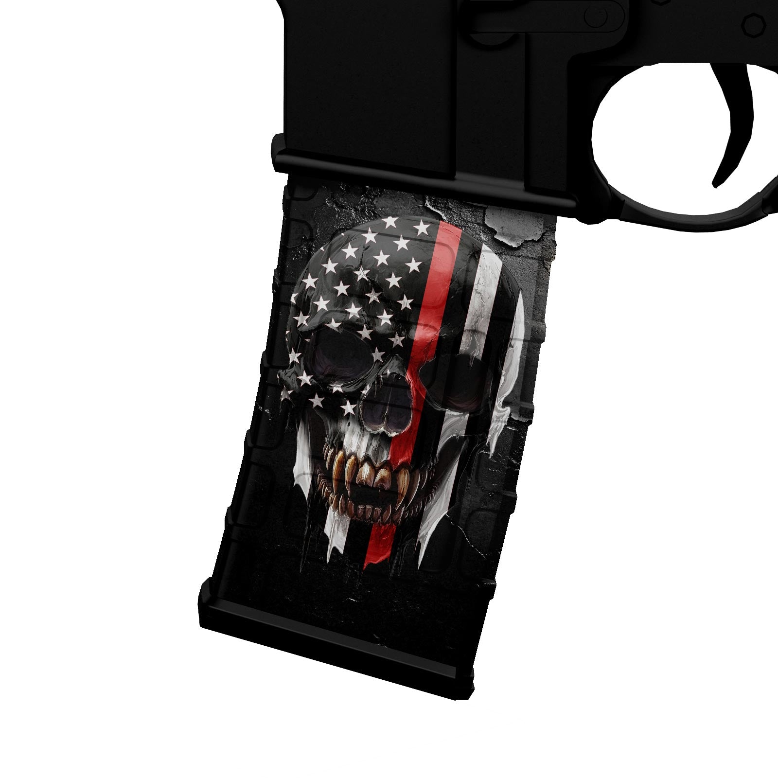 AR-15 M4 M16 Mag Skin - Skull Red Line