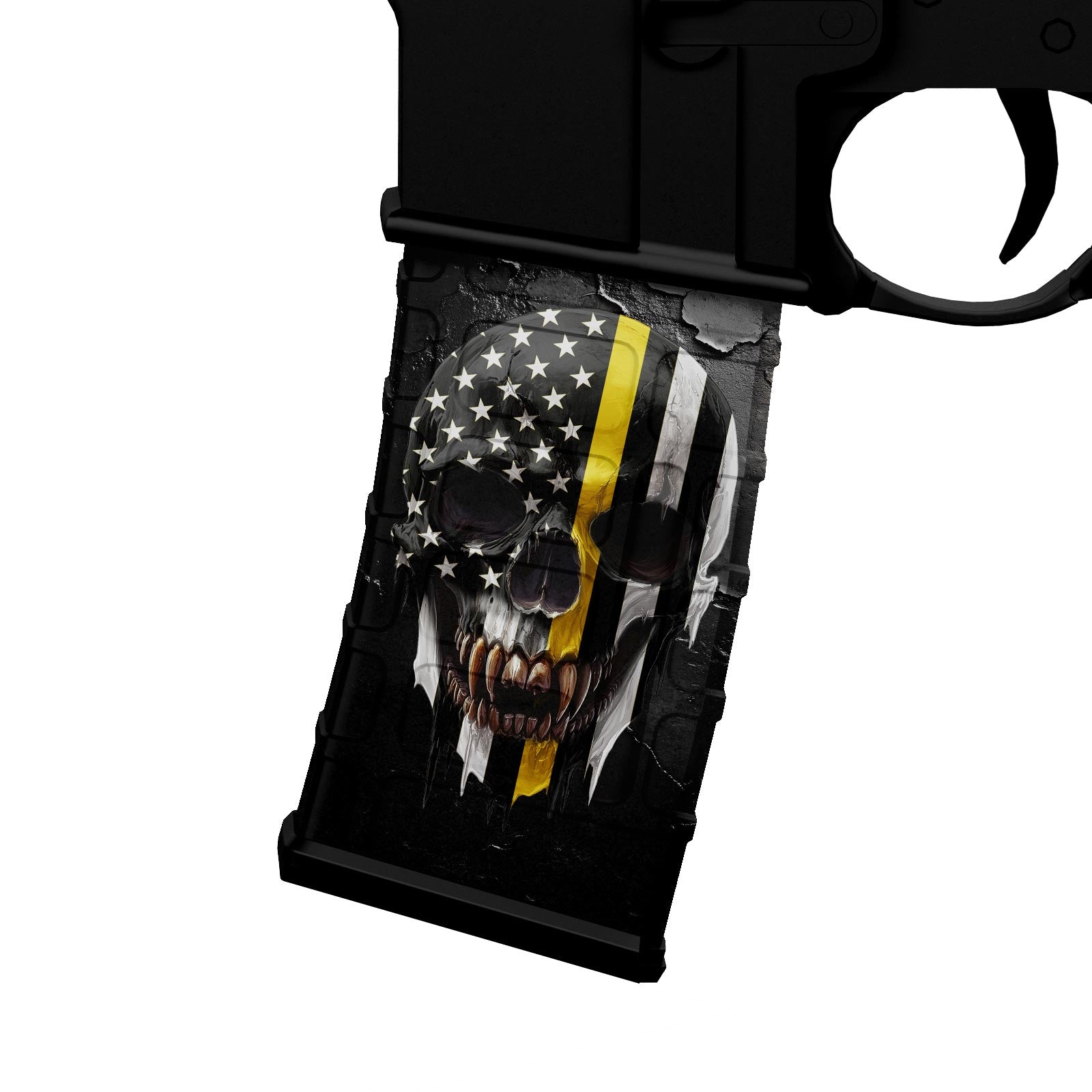 AR-15 M4 M16 Mag Skin - Skull Yellow Line