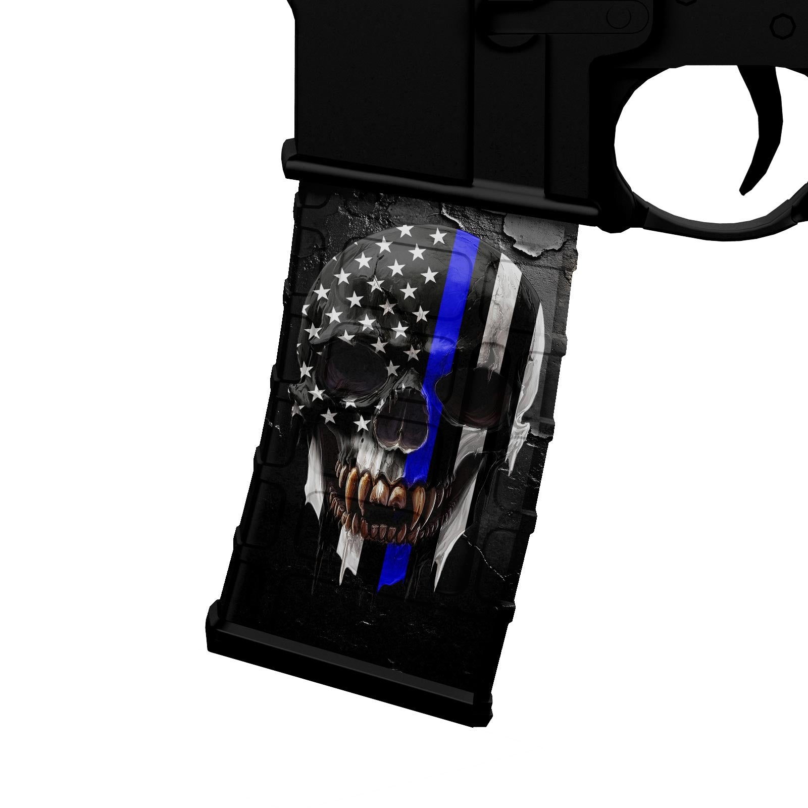 AR-15 M4 M16 Mag Skin - Skull Blue Line