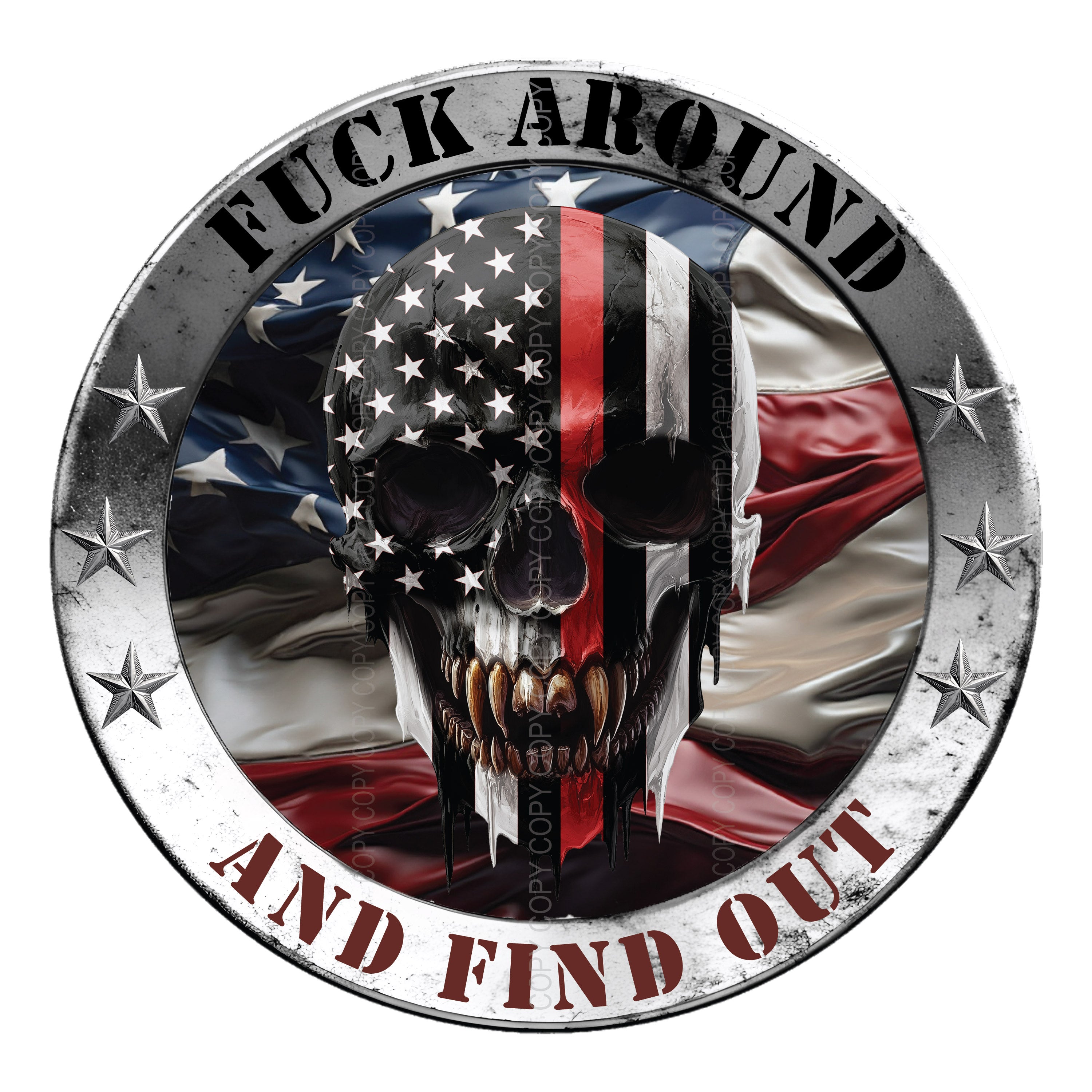 FAFO Skull Stickers - Fuck Around and Find Out Decals / Red Line