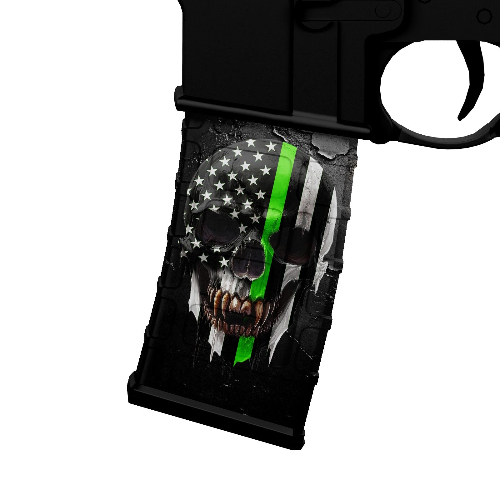 AR-15 M4 M16 Mag Skin - Skull Green Line