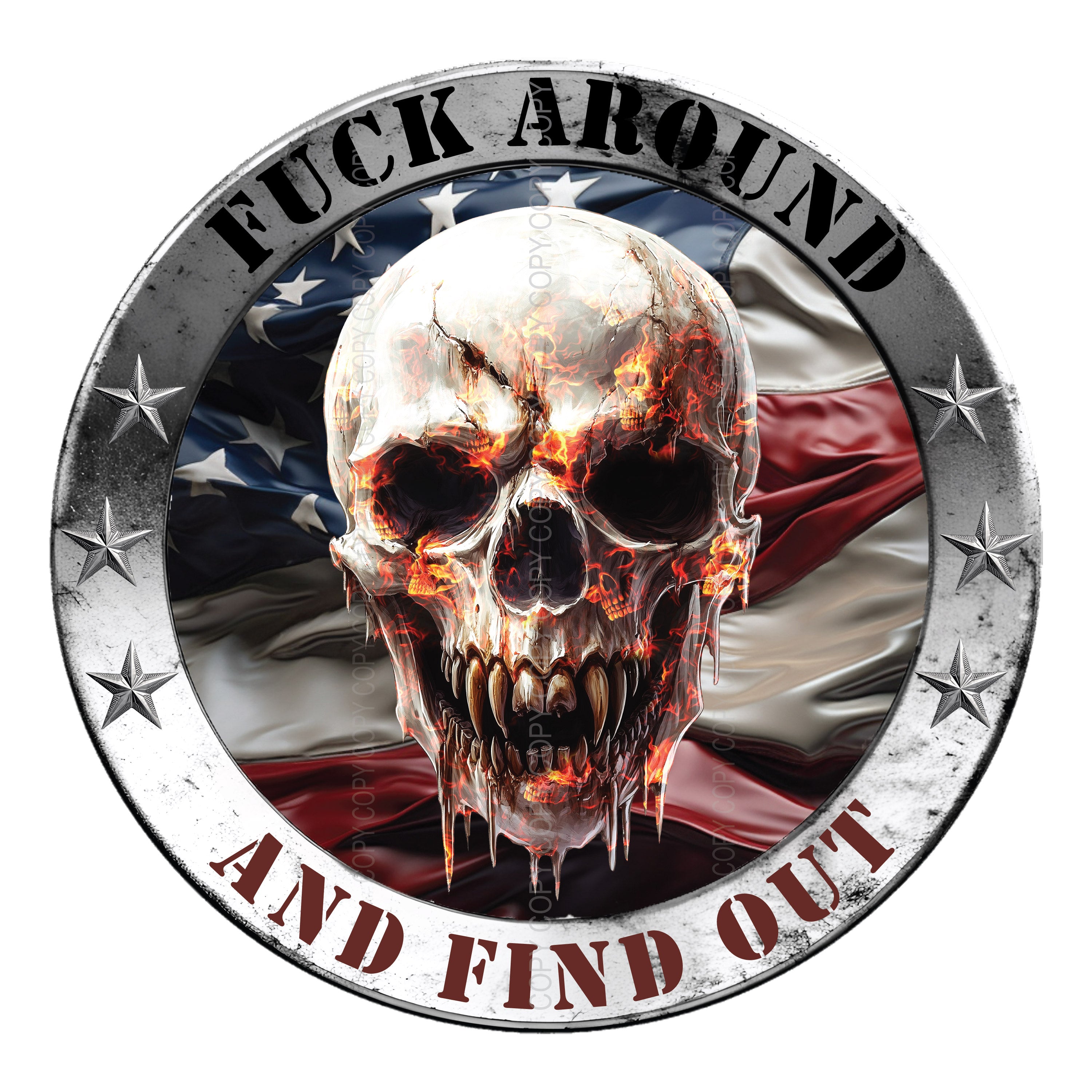 FAFO Skull Stickers - Fuck Around and Find Out Decals / Fire