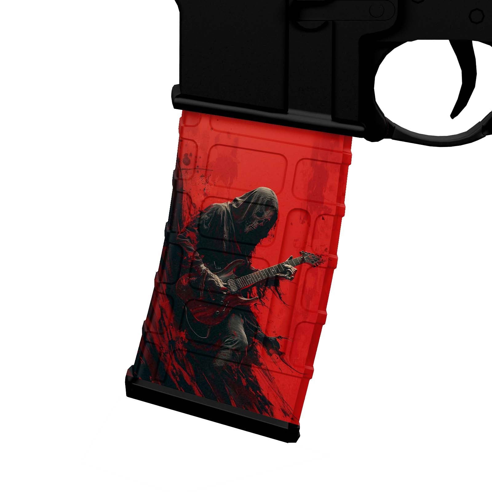 AR-15 M4 M16 Mag Skin - Skeleton with Guitar - WrapMyGun Gun Skins & AR-15 M4 Mag Skins