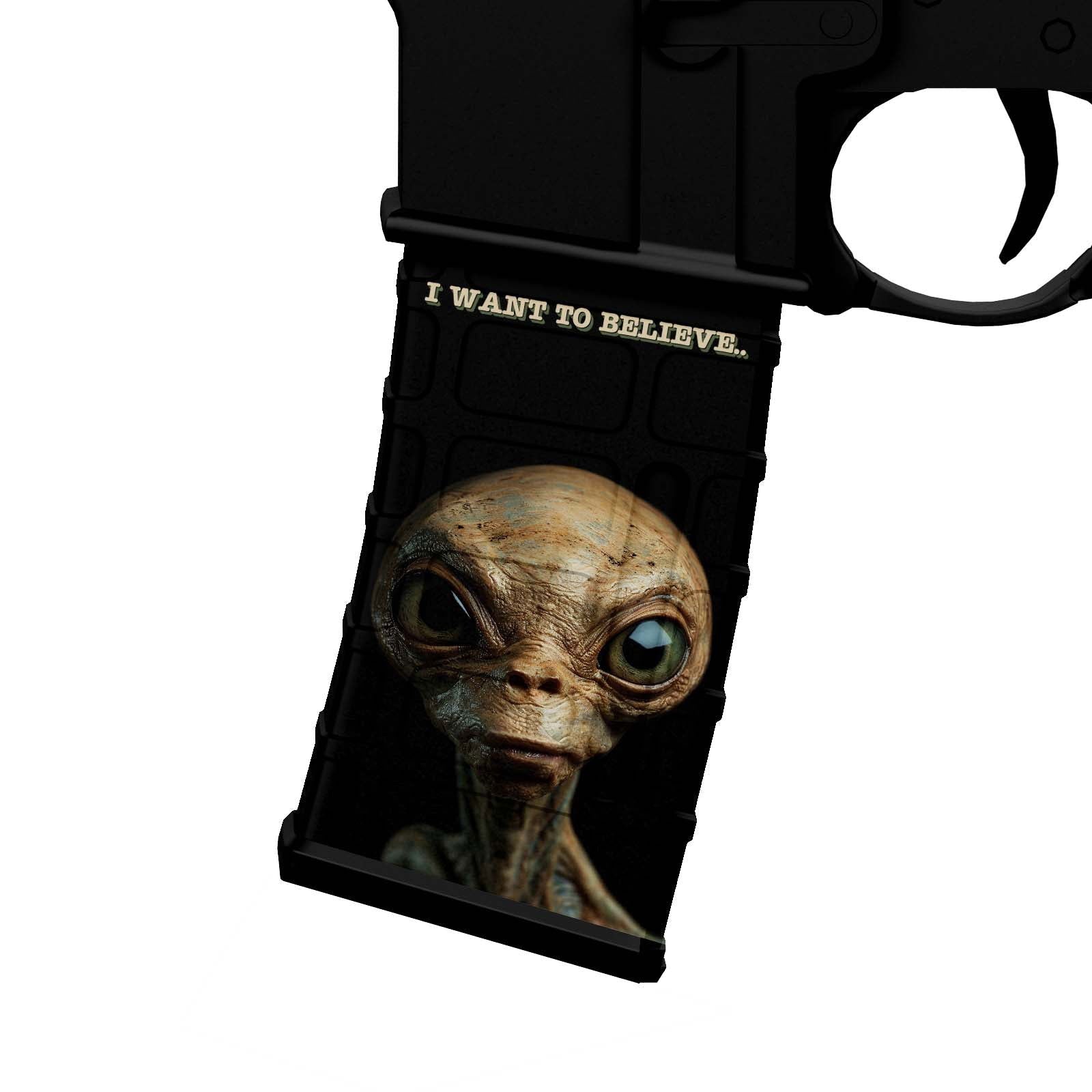 AR-15 M4 Mag Skin - Alien - I Want to Believe - WrapMyGun Gun Skins & AR-15 M4 Mag Skins