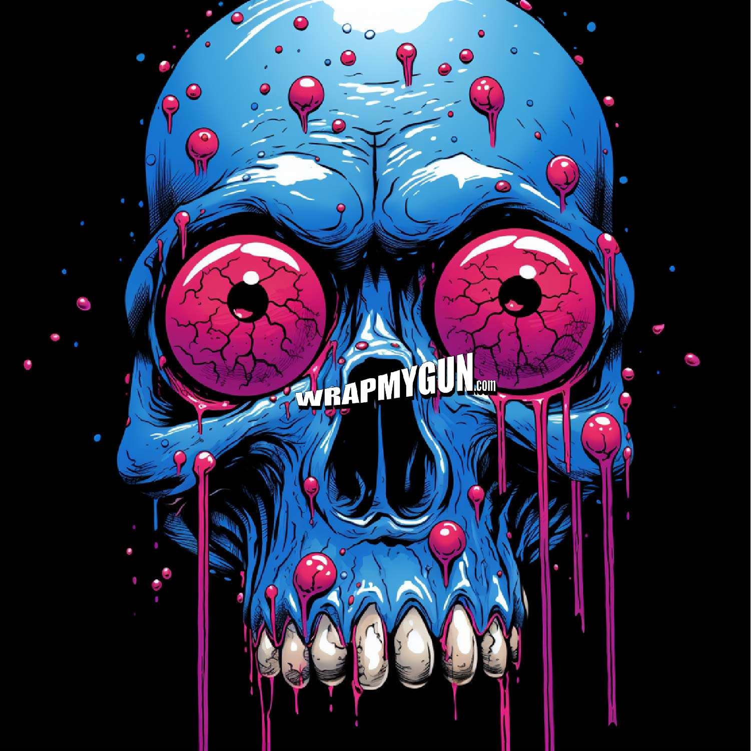 AR-15 M4 Mag Skin - Blue Skull - WrapMyGun Gun Skins & AR-15 M4 Mag Skins