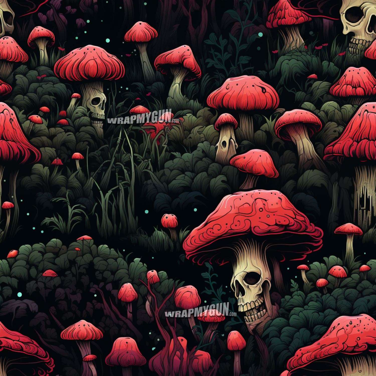 AR-15 M4 Mag Skin - Creepy Mushrooms - WrapMyGun Gun Skins & AR-15 M4 Mag Skins
