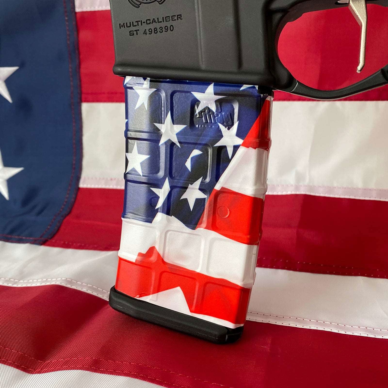 AR-15 Mag Skin - Premium Vinyl Mag Wrap - USA Flag - WrapMyGun Gun Skins & AR-15 M4 Mag Skins