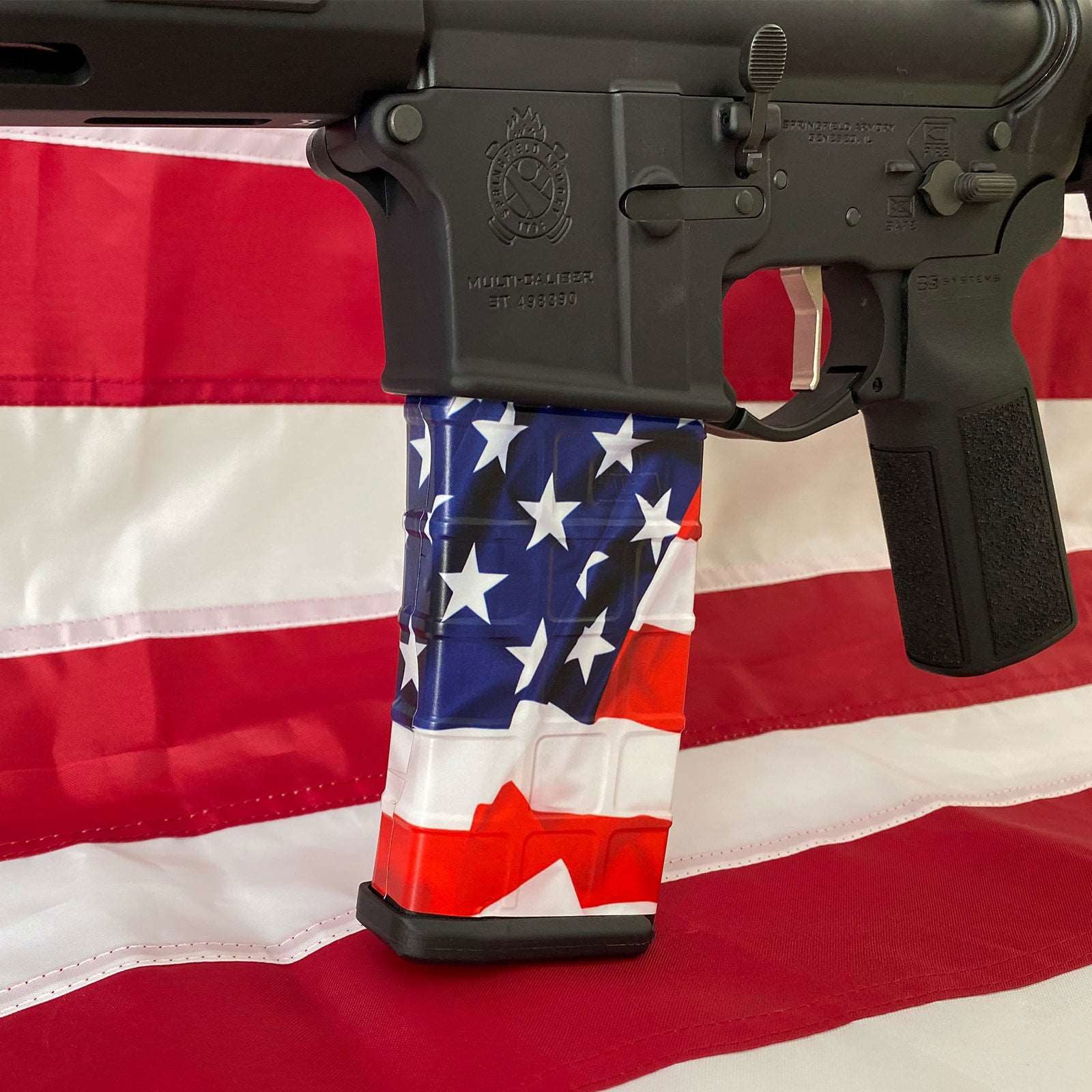 AR-15 Mag Skin - Premium Vinyl Mag Wrap - USA Flag - WrapMyGun Gun Skins & AR-15 M4 Mag Skins
