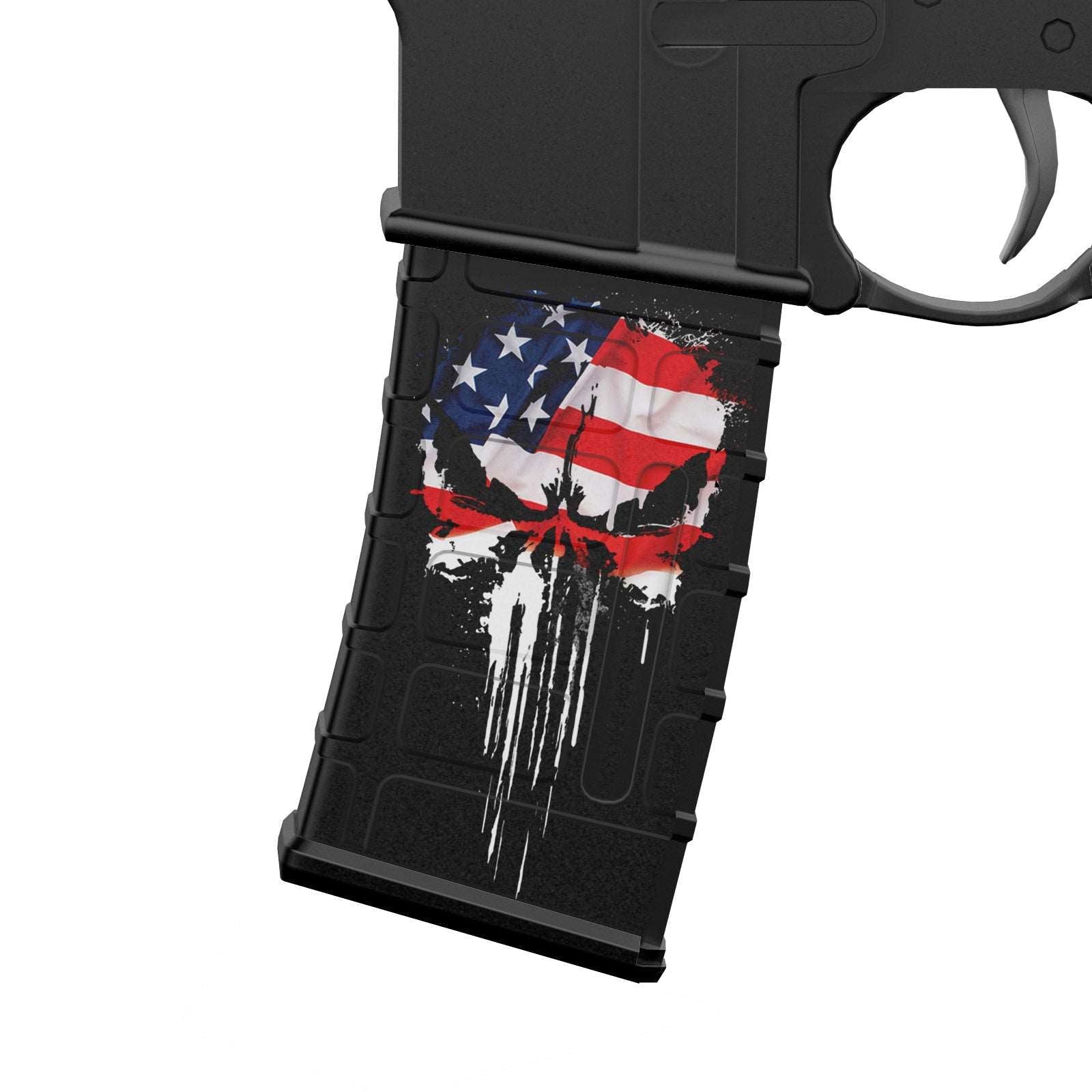 AR-15 Mag Skin - Premium Vinyl Mag Wrap - US Skull/color - WrapMyGun Gun Skins & AR-15 M4 Mag Skins