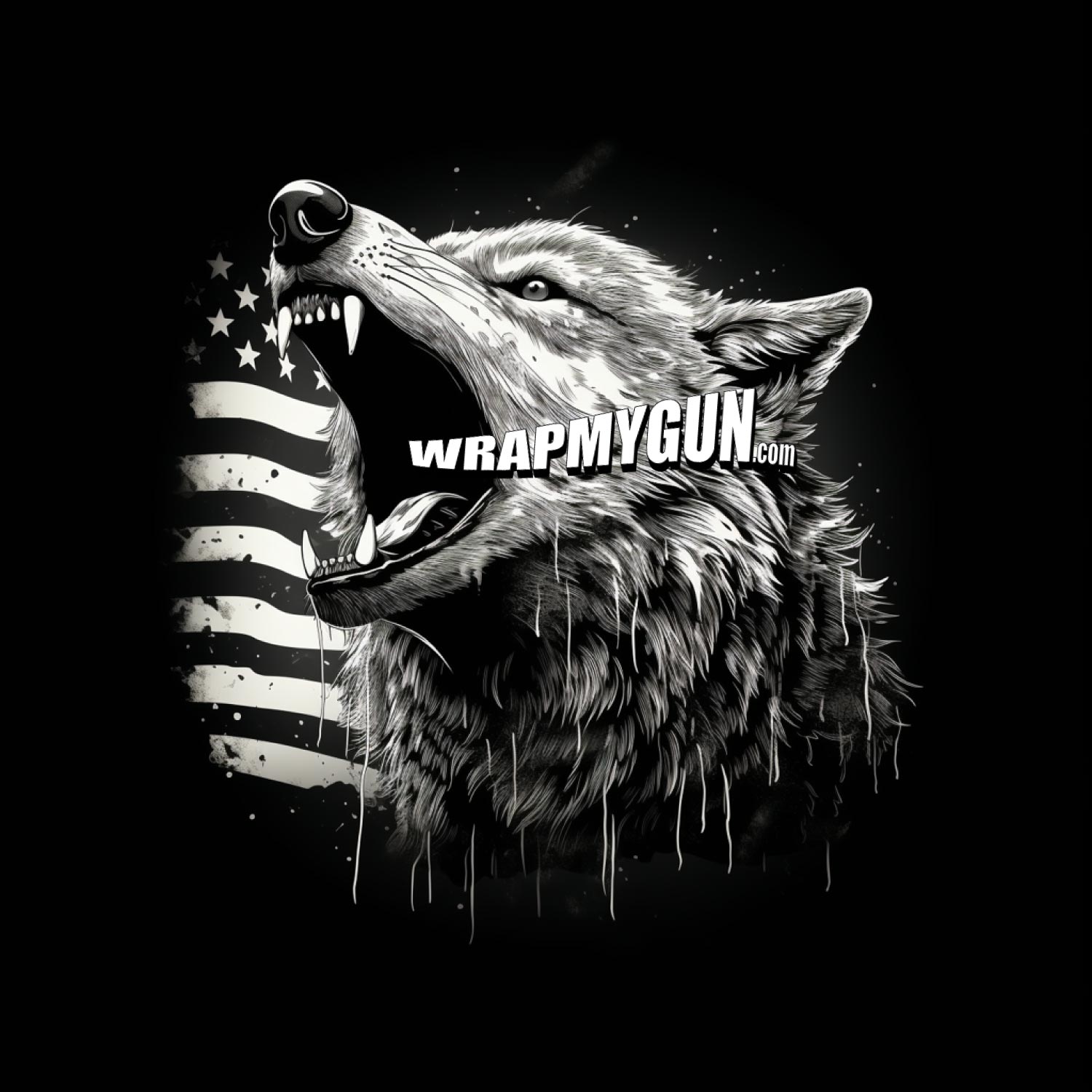 AR-15 Mag Skin - Wolf US Flag - WrapMyGun Gun Skins & AR-15 M4 Mag Skins