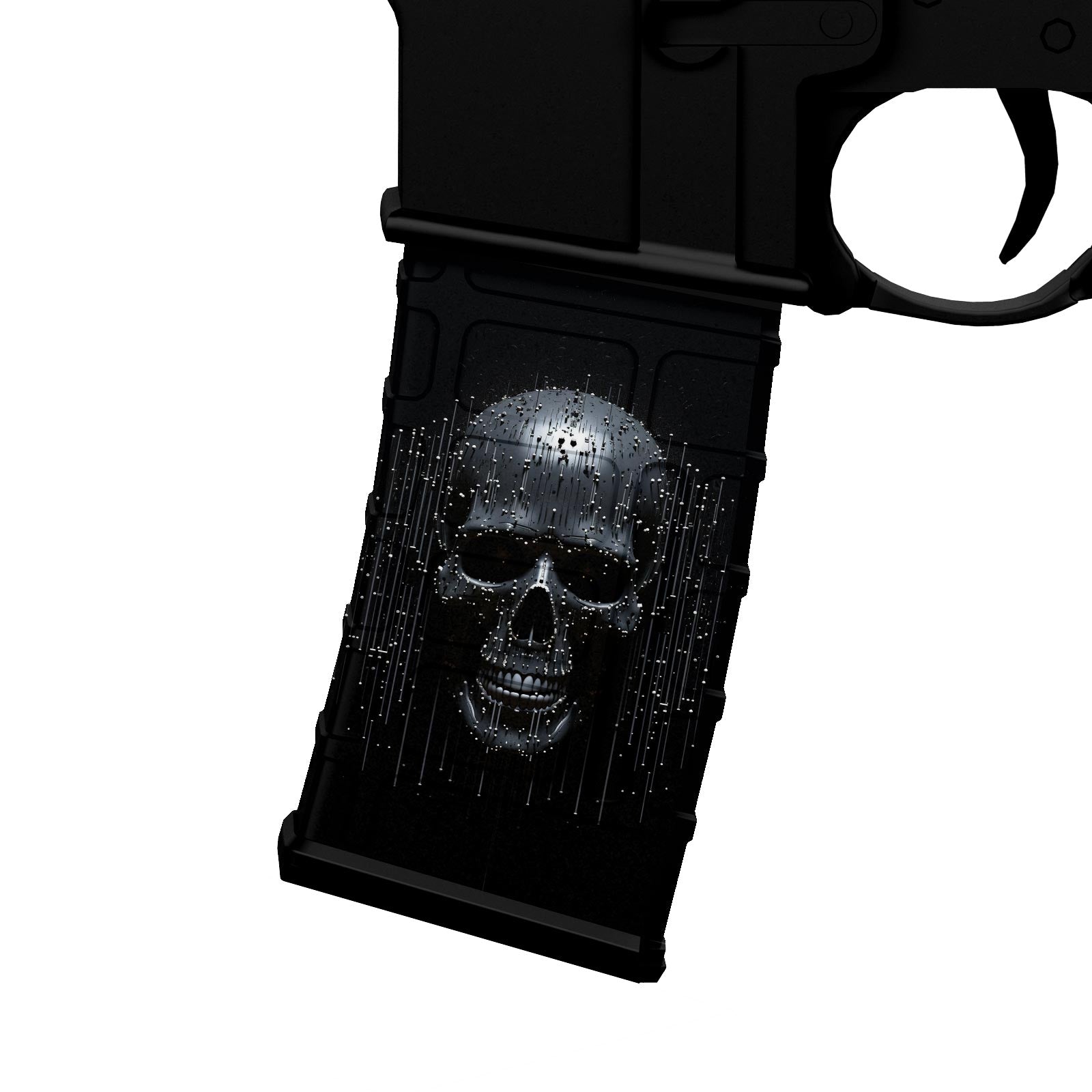 AR-15 Mag Skin - Silver Skull - WrapMyGun Gun Skins & AR-15 M4 Mag Skins