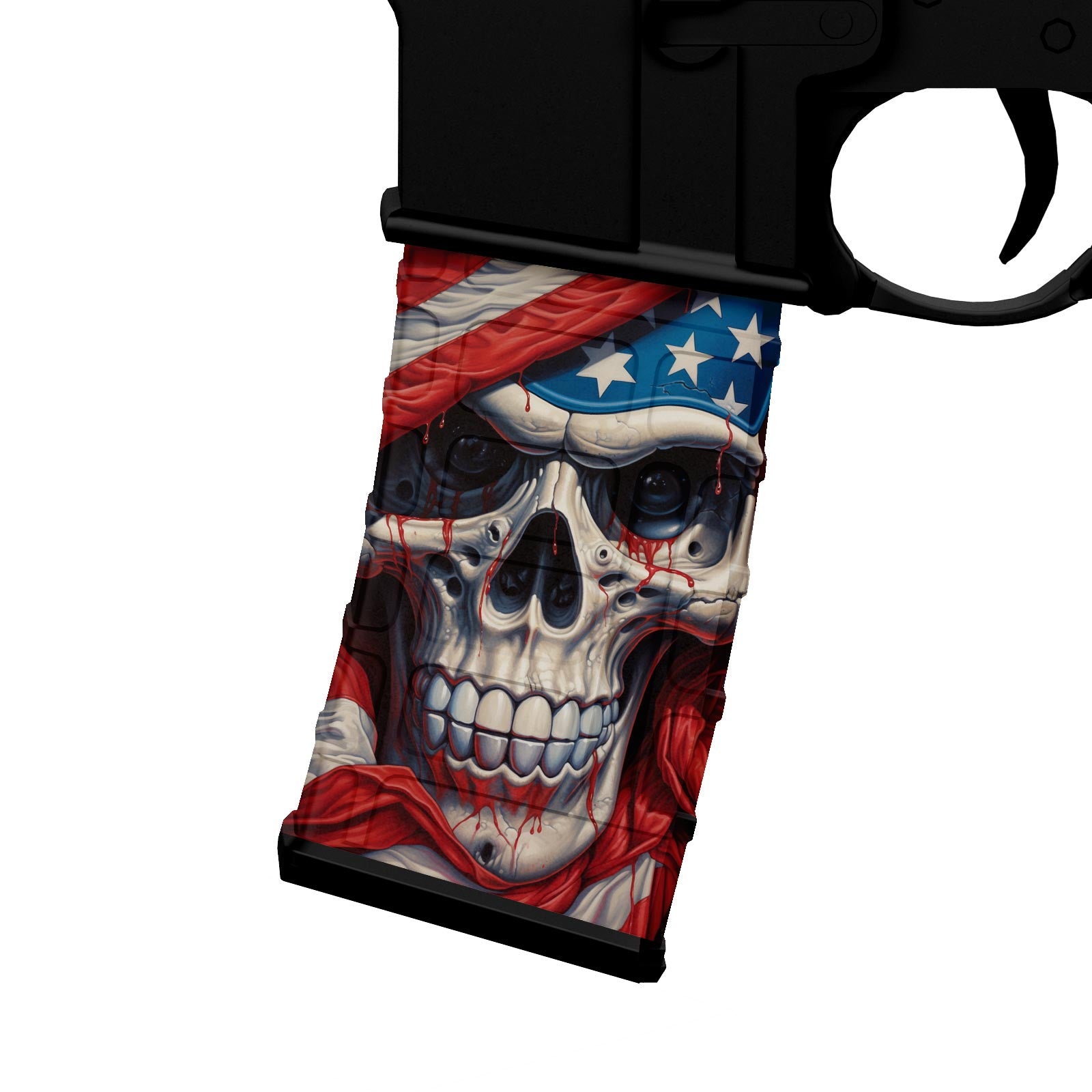 AR-15 Mag Skin - USA Skull - WrapMyGun Gun Skins & AR-15 M4 Mag Skins