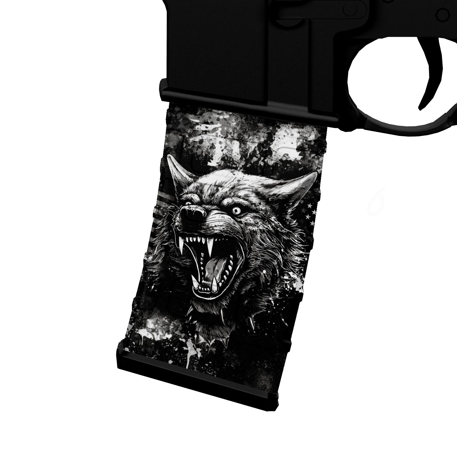 AR-15 Mag Skin - Wolf Grunge - WrapMyGun Gun Skins & AR-15 M4 Mag Skins