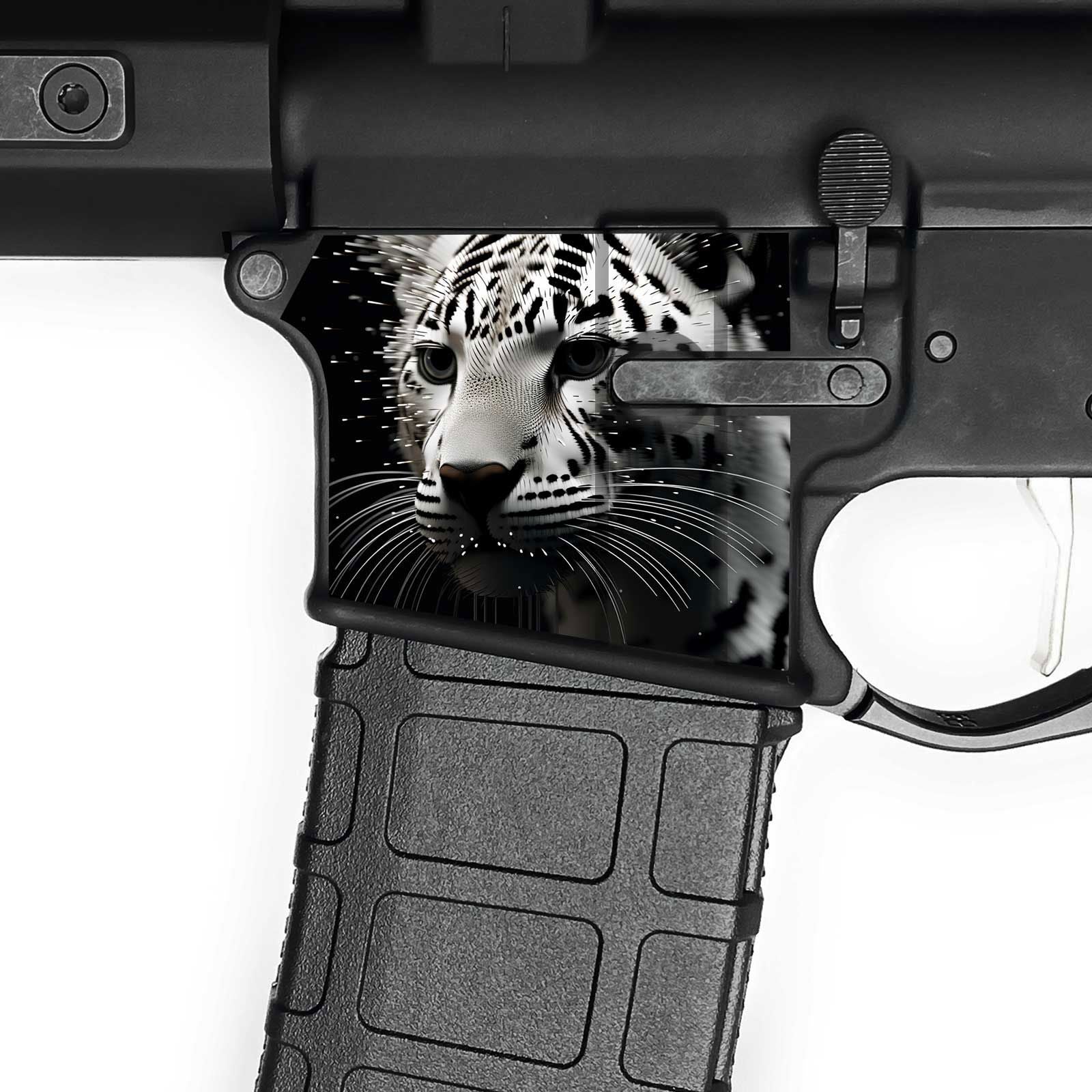 AR15 Magwell Skin - White Leopard - WrapMyGun Gun Skins & AR-15 M4 Mag Skins