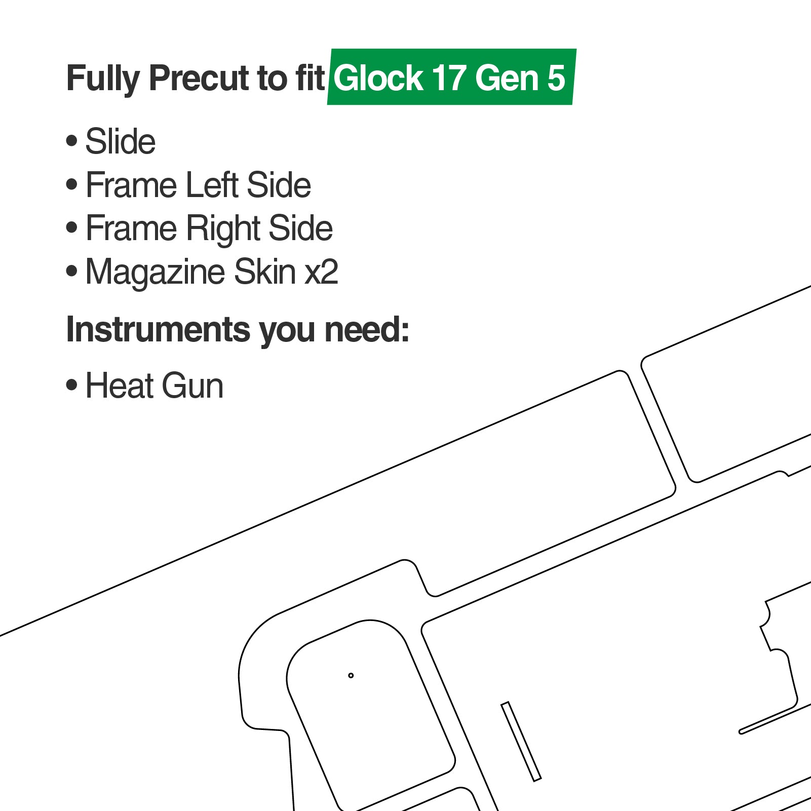 Gun Skin Premium Vinyl Pistol Wrap - Gray Snake - WrapMyGun Gun Skins & AR-15 M4 Mag Skins