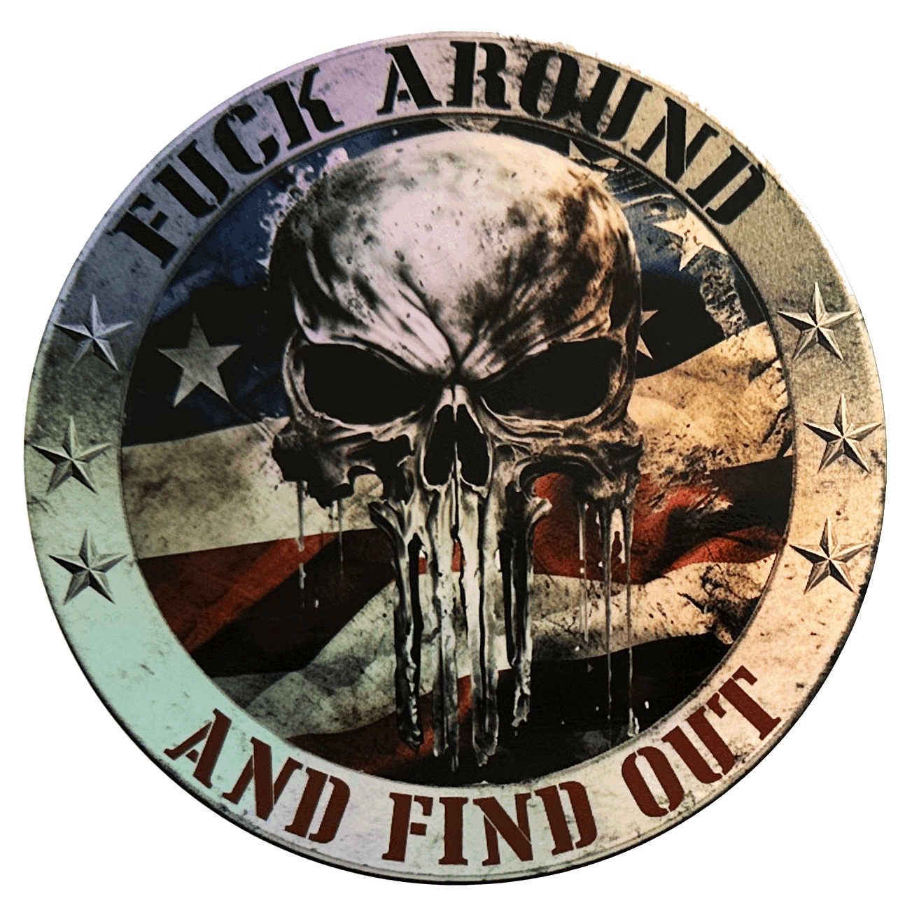 FAFO Skull Decal Holographic - Fuck Around and Find Out Color Decal - WrapMyGun Gun Skins & AR-15 M4 Mag Skins