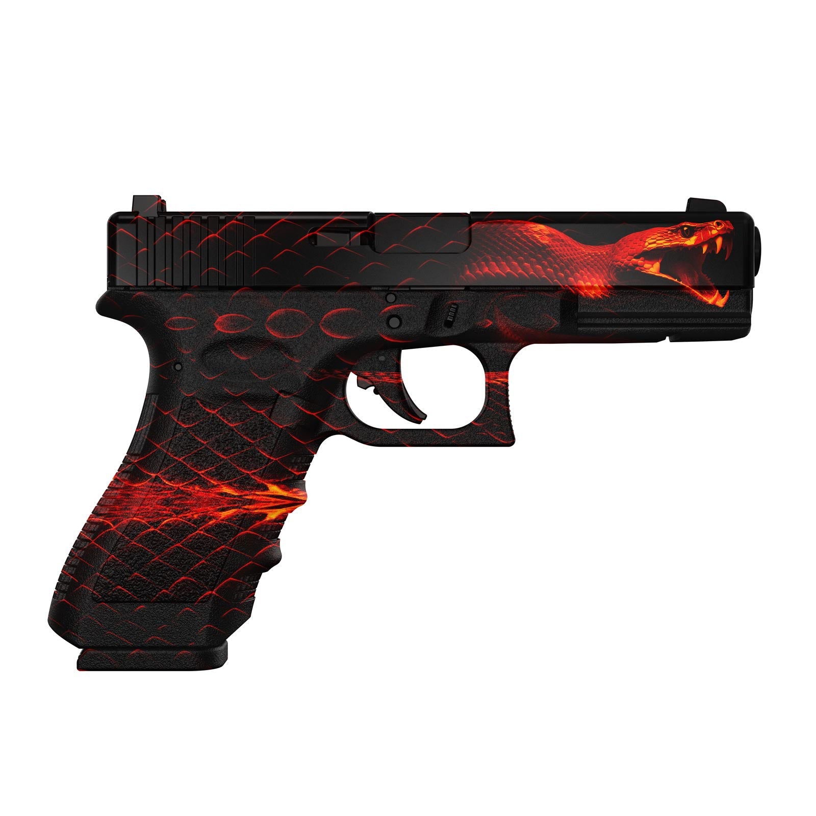 Gun Skin Premium Vinyl Pistol Wrap - Burning Red Snake - WrapMyGun Gun Skins & AR-15 M4 Mag Skins